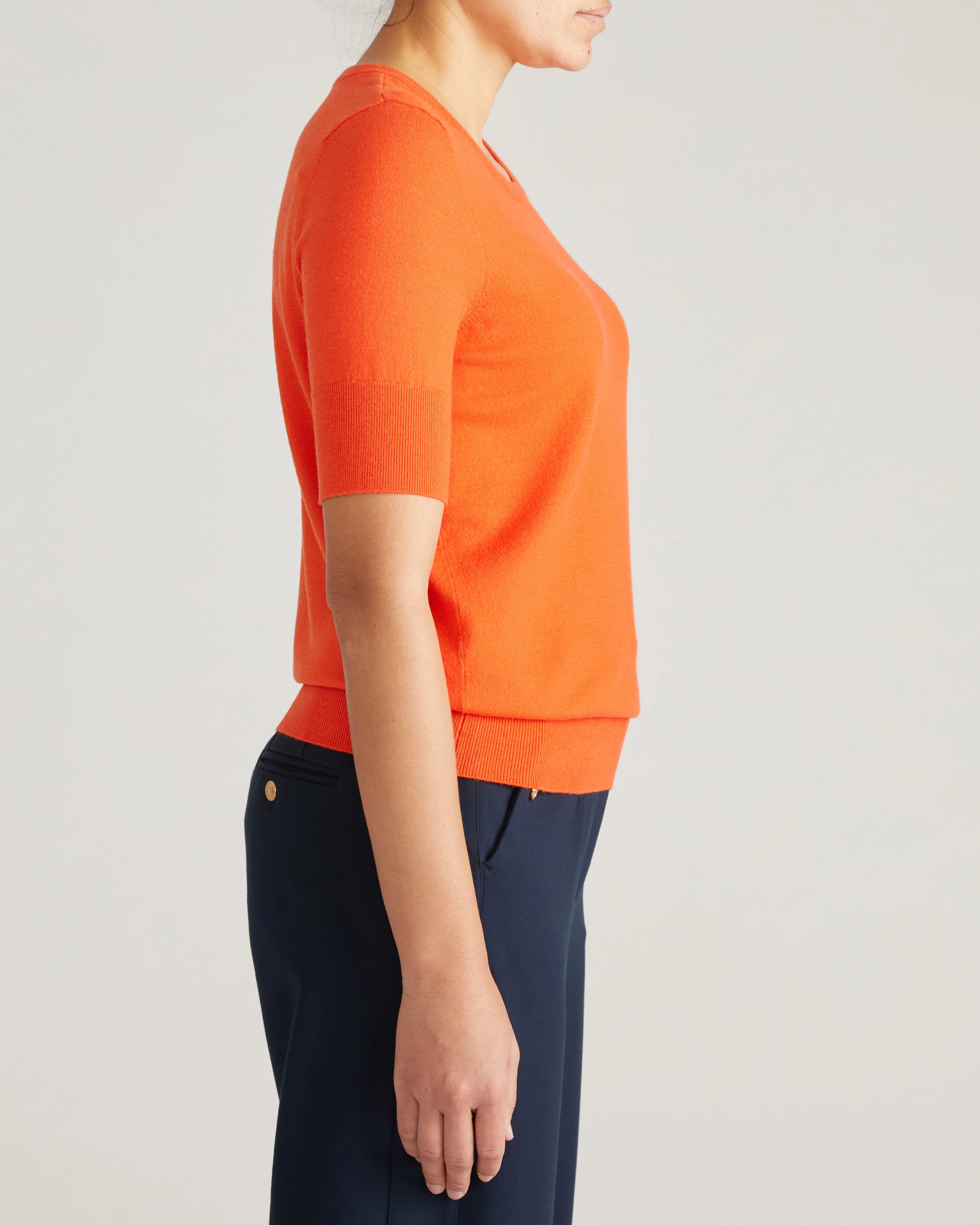 Savvy Fine Knit Sweater Top - Orange Flame - Image 3