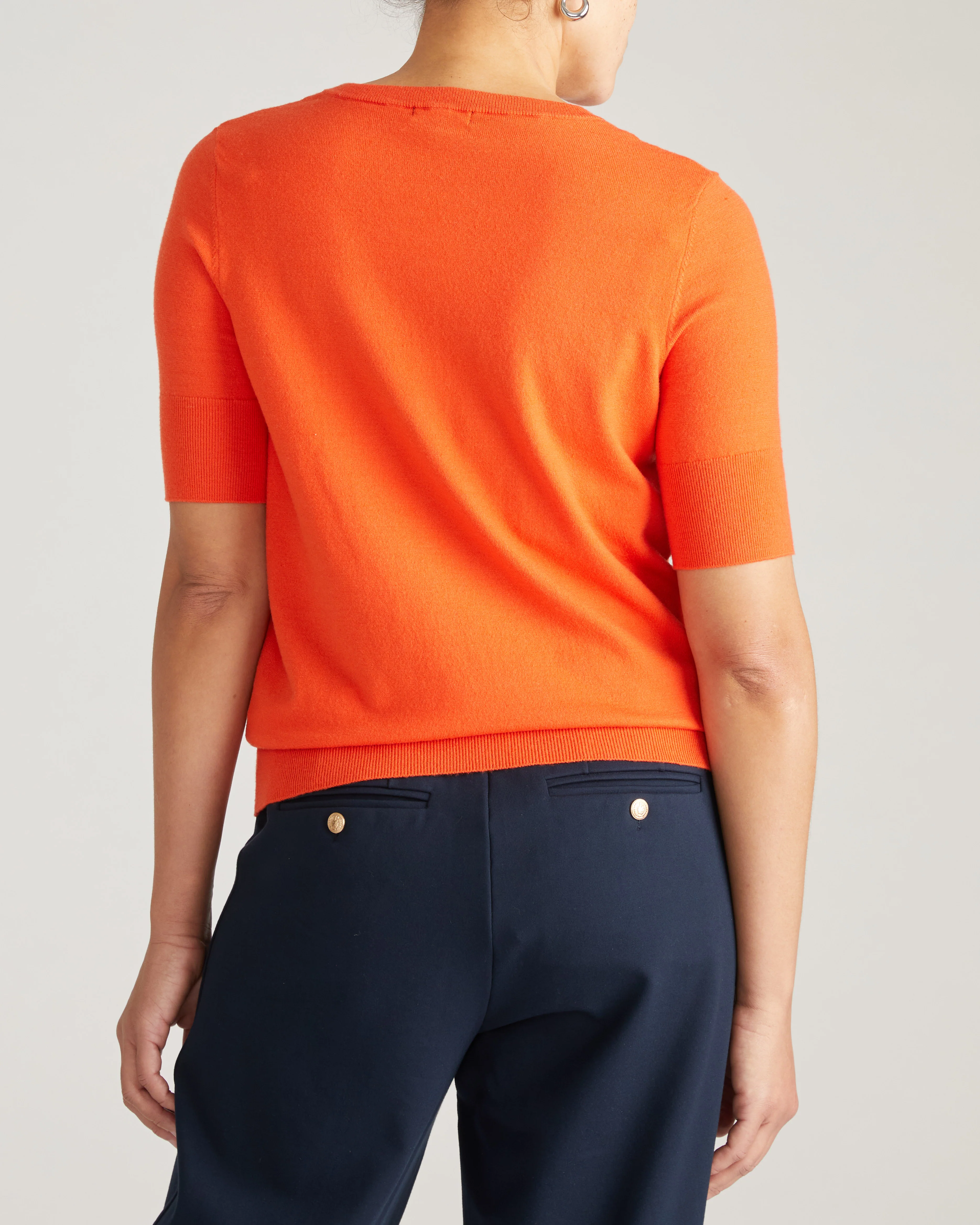 Savvy Fine Knit Sweater Top - Orange Flame - Image 4