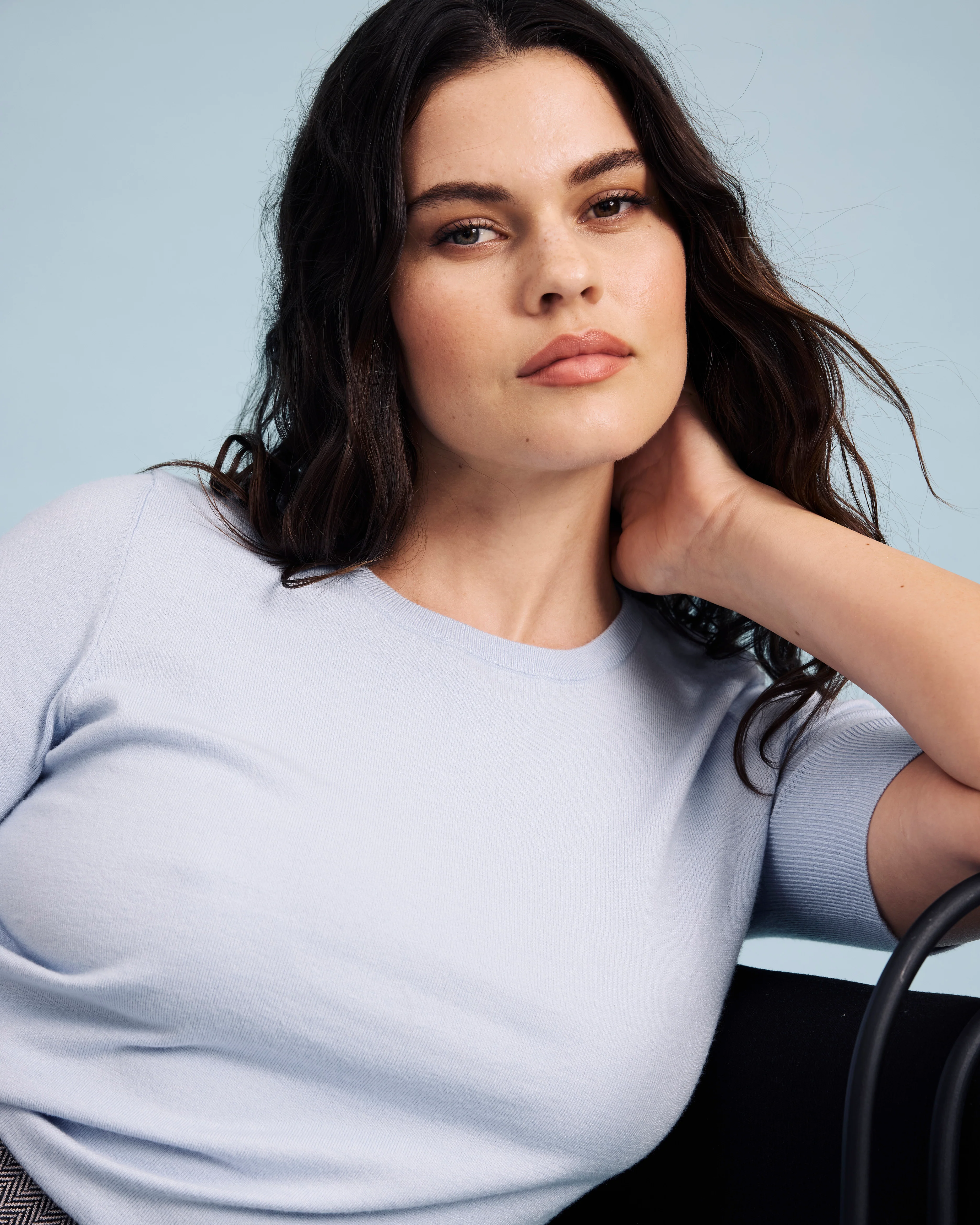 Savvy Fine Knit Sweater Top - Silver Blue - Image 3
