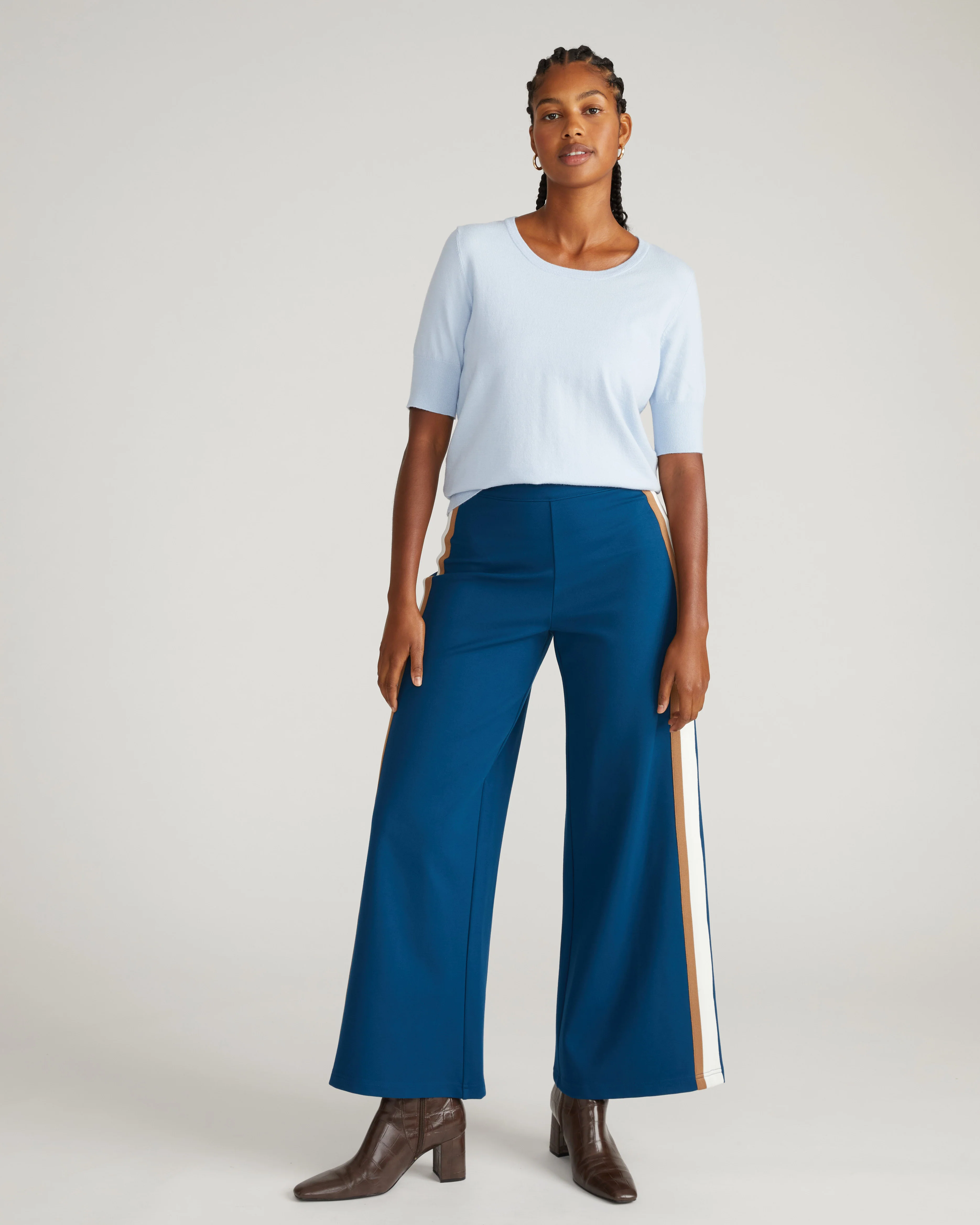 Savvy Fine Knit Sweater Top - Silver Blue - Image 5
