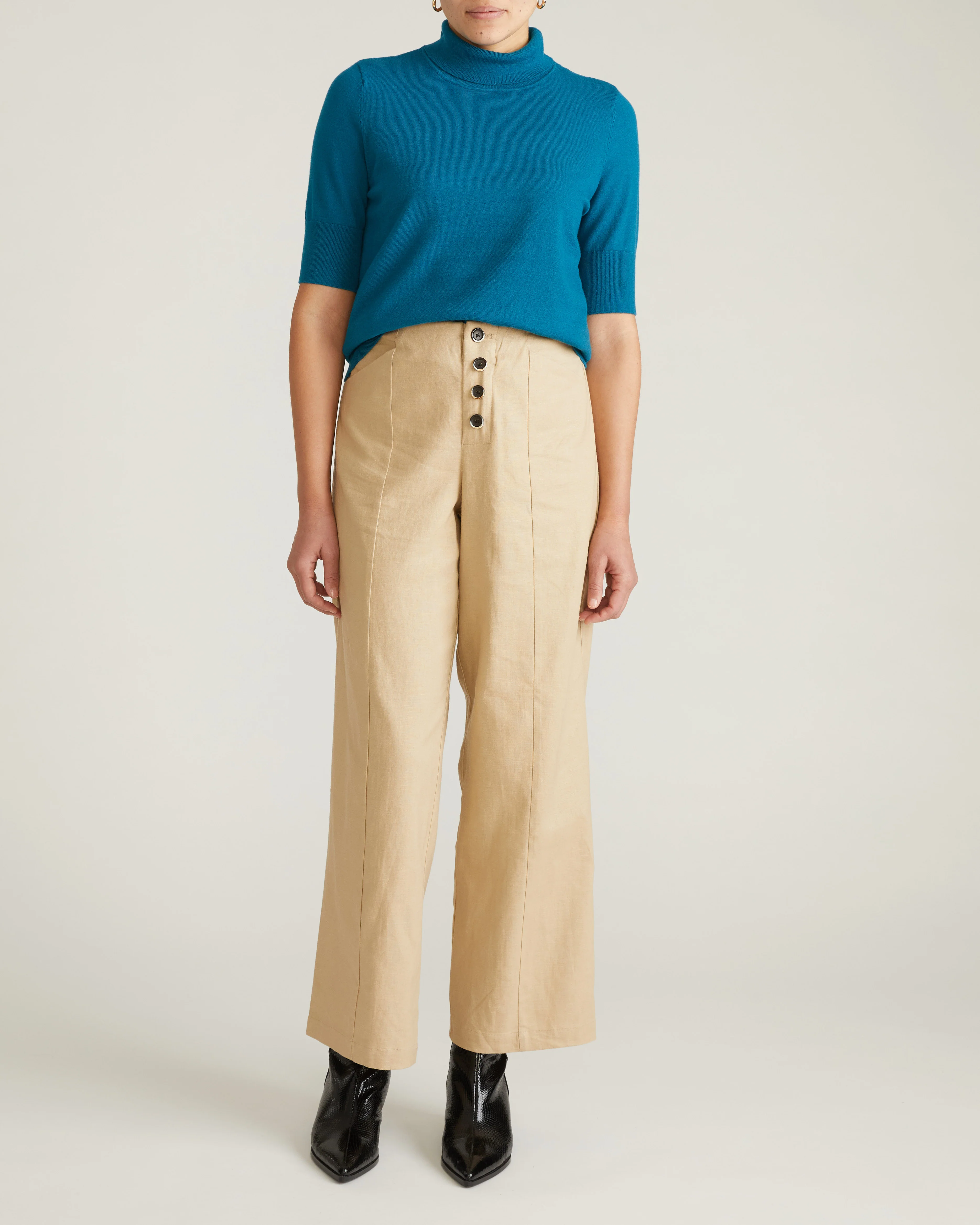 Savvy Fine Knit Turtleneck Sweater Top - Blue Beetle - Image 3