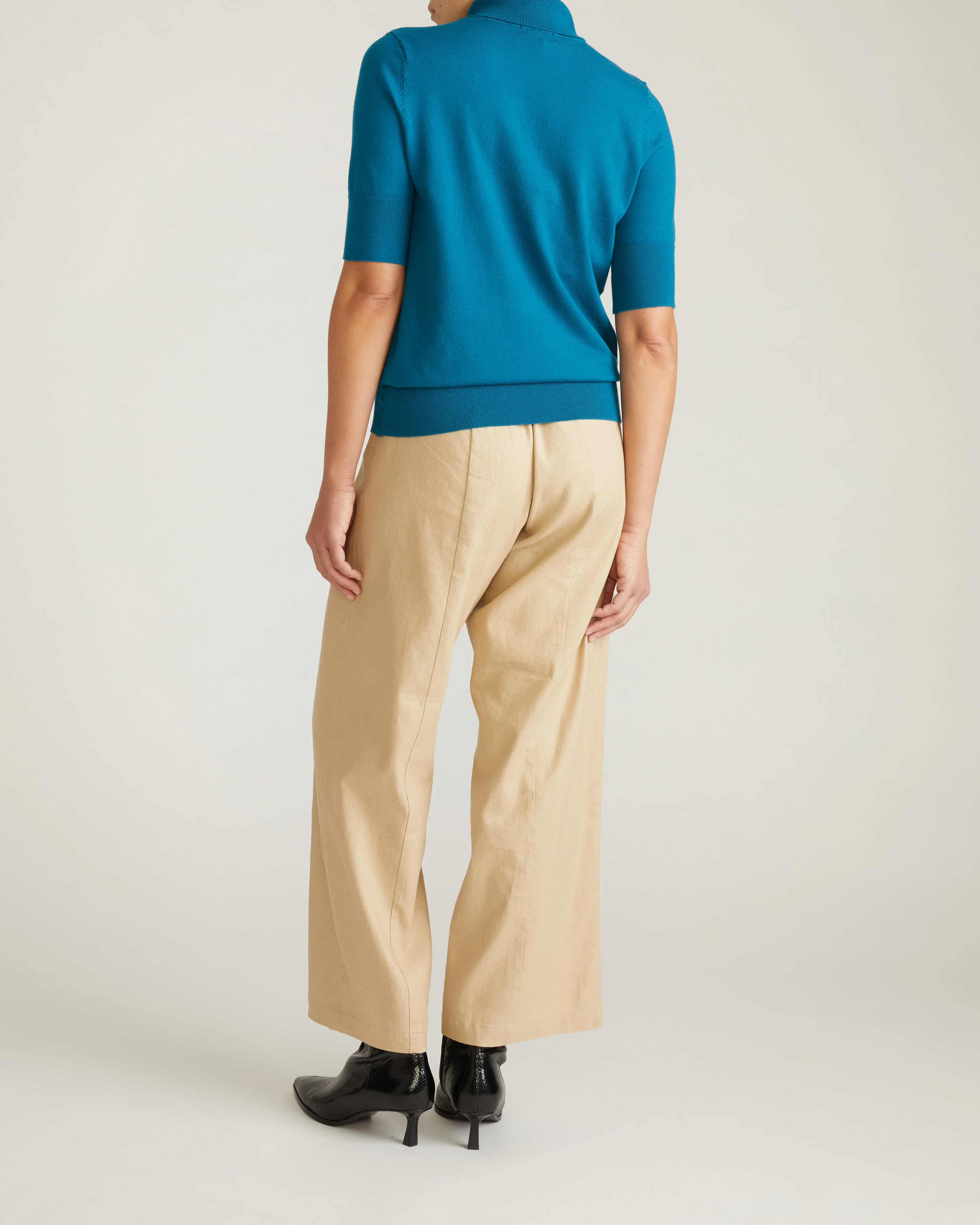 Savvy Fine Knit Turtleneck Sweater Top - Blue Beetle - Image 5