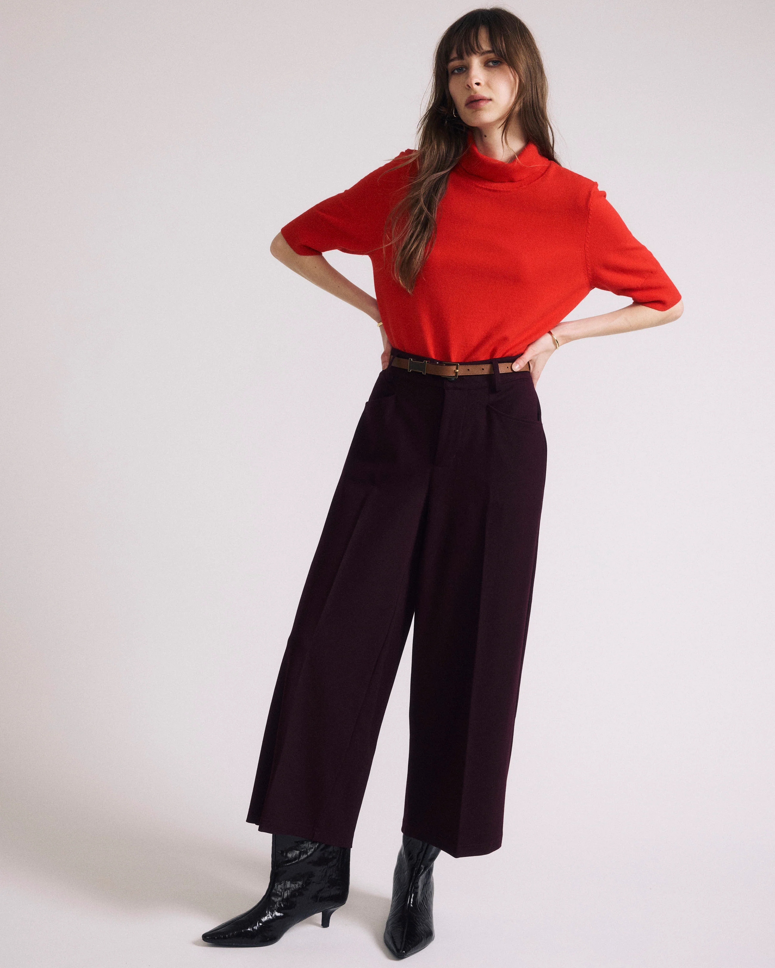 Savvy Fine Knit Turtleneck Sweater Top - Lipstick - Image 4