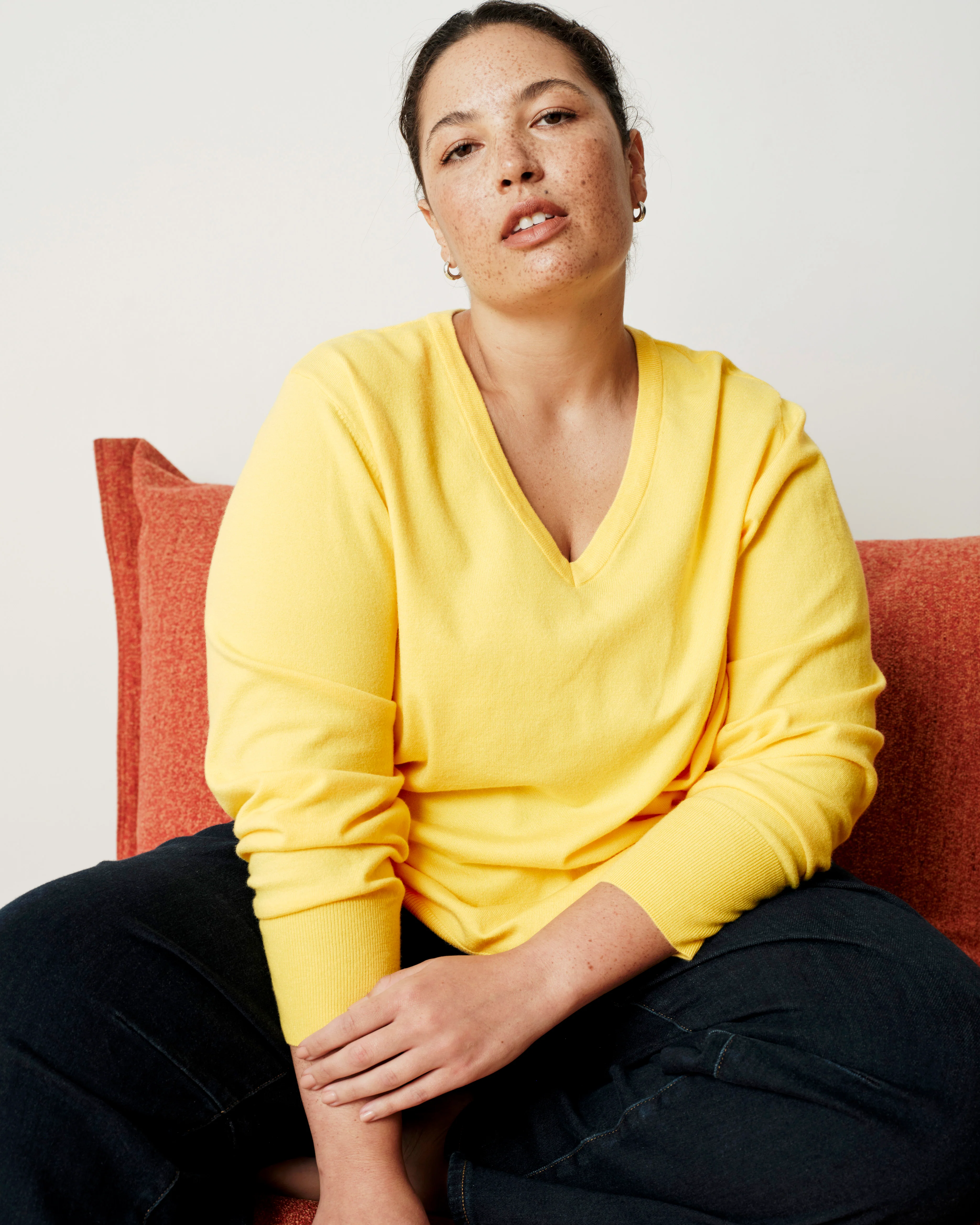 Savvy Fine Knit V Sweater - Banana Pudding - Image 3