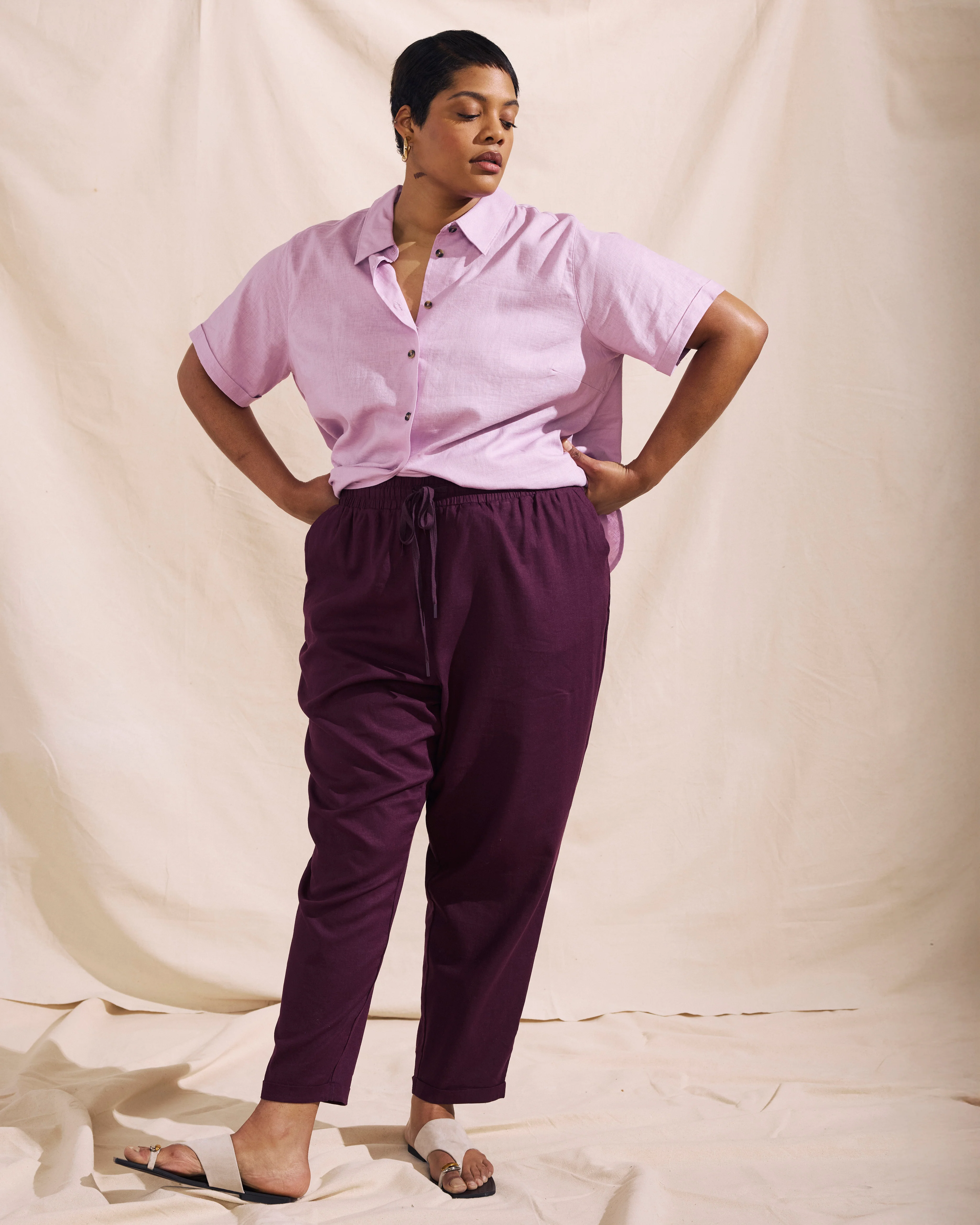 Sayville Linen Drawstring Pant - Acai - Image 2