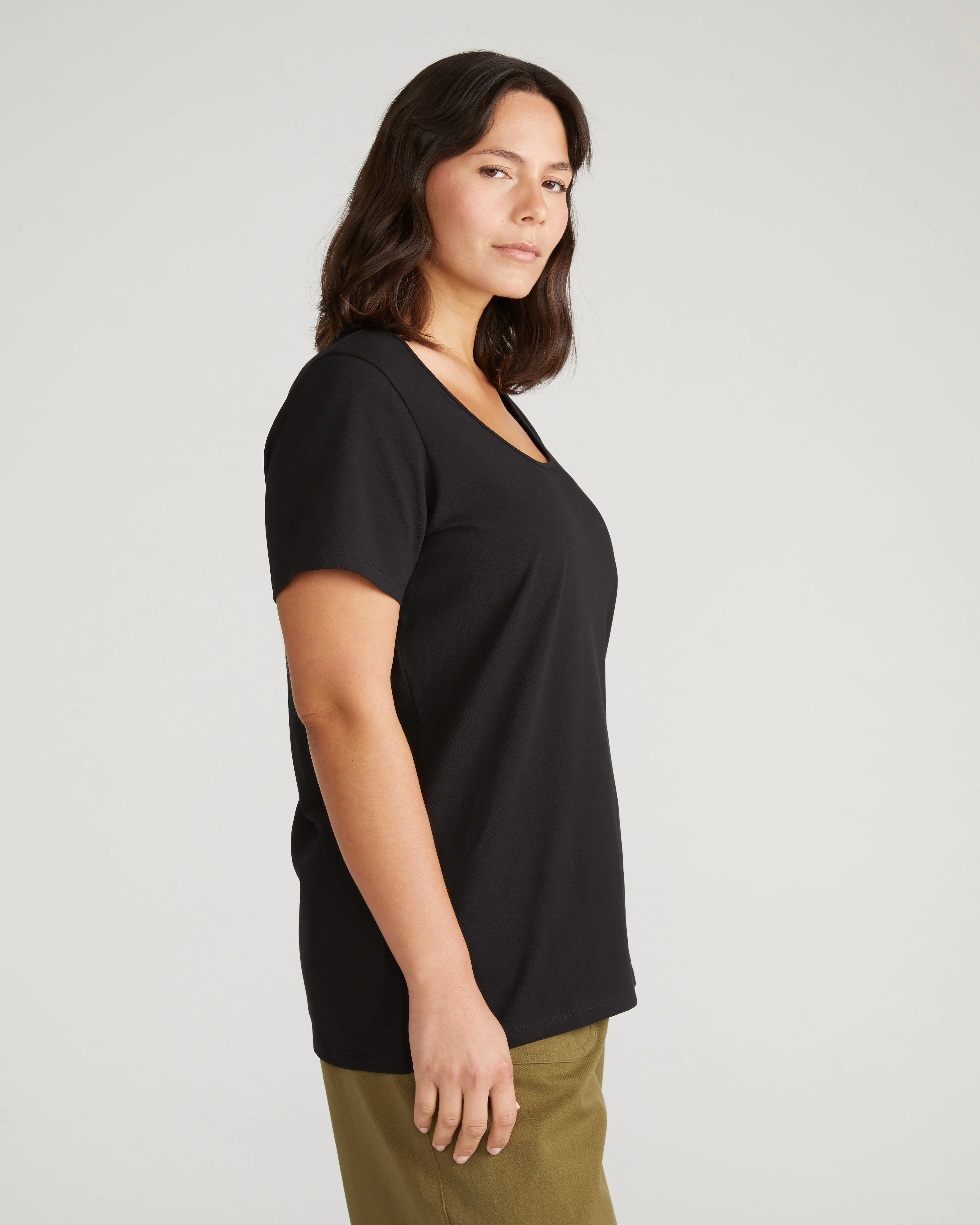 Scoop Neck Tee - Black - Image 2