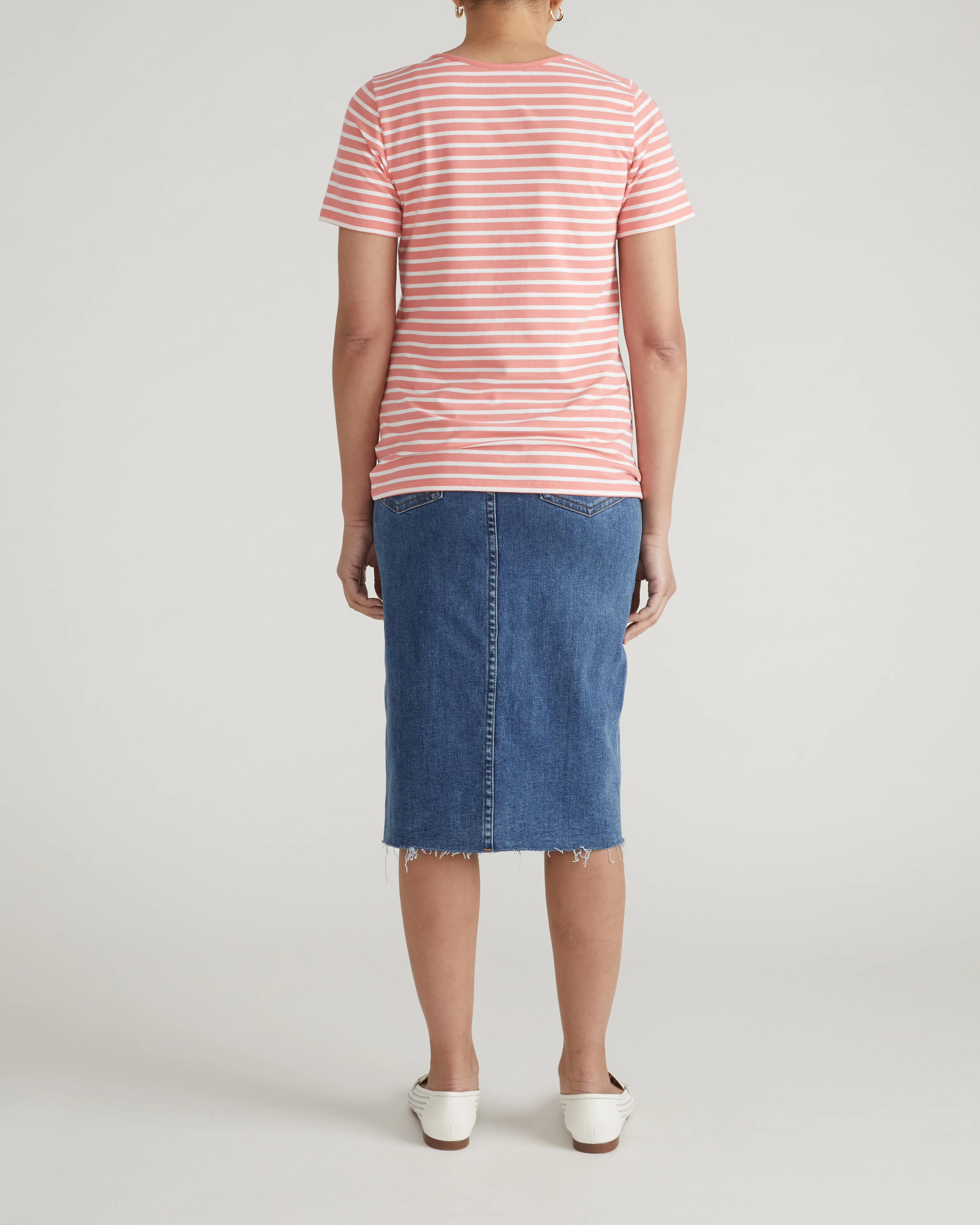 Scoop Neck Tee - Portrait Pink/White Stripe - Image 4