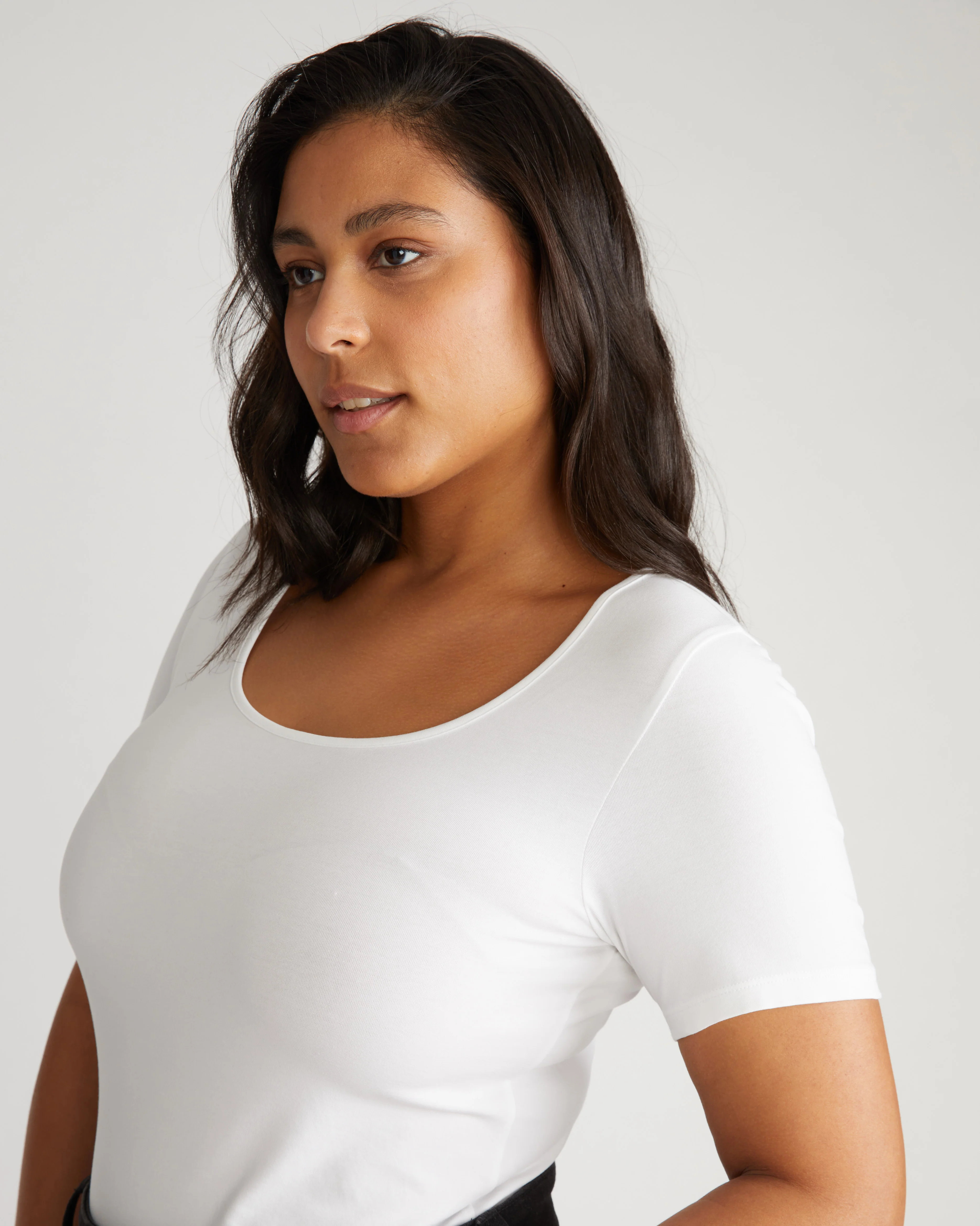 Scoop Neck Tee - White - Image 2