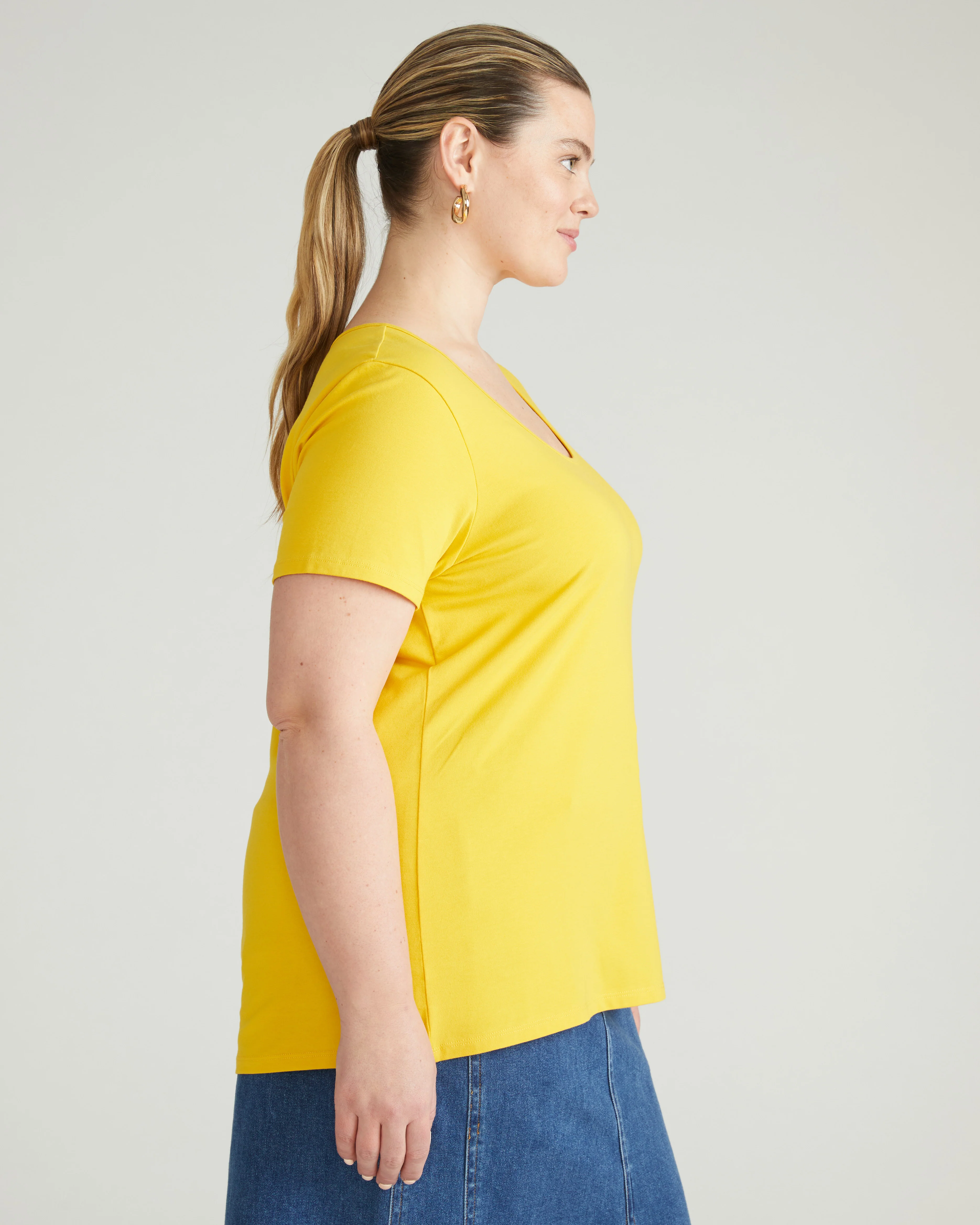 Scoop Neck Tee - Yellow - Image 3