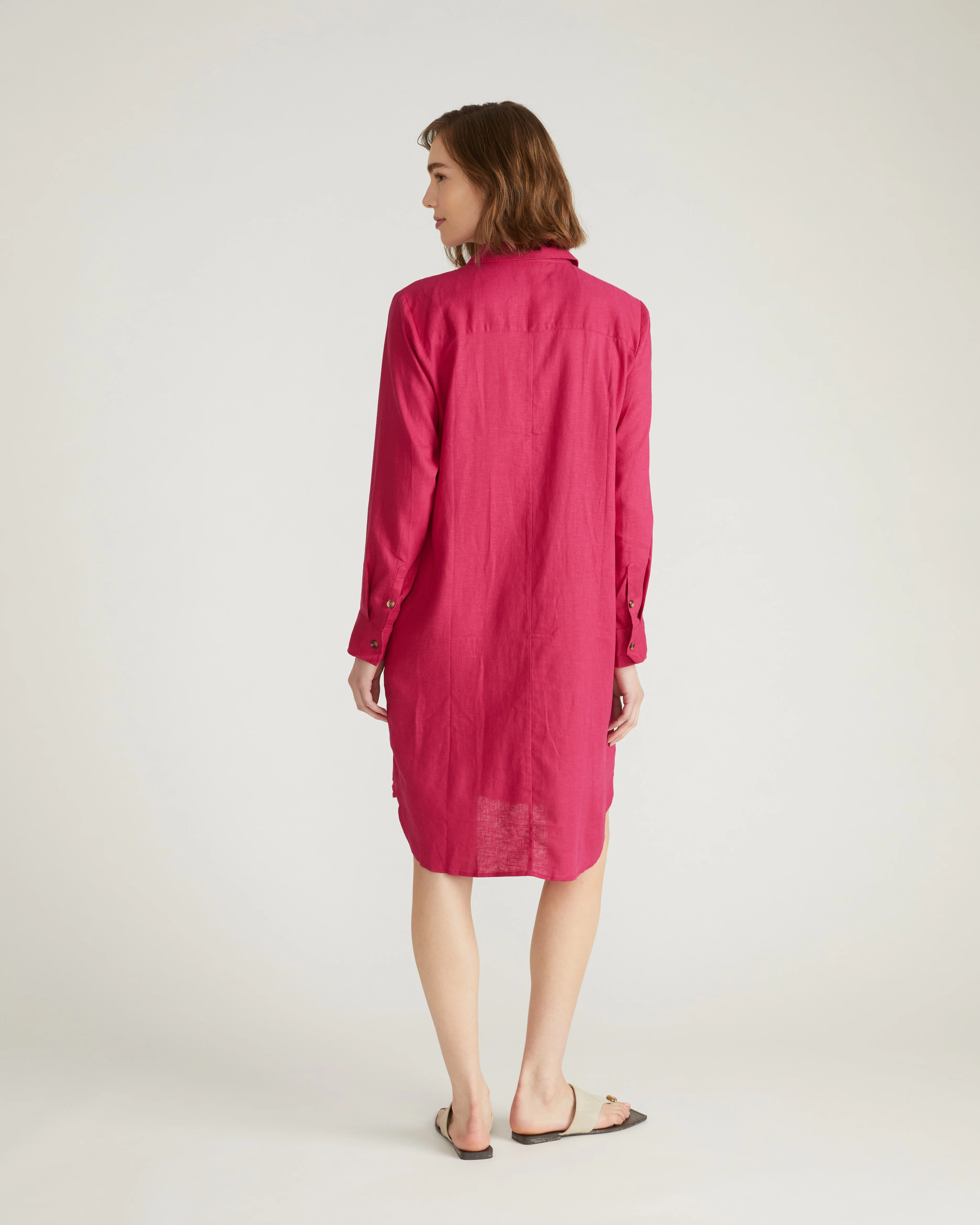 Seaside Linen Shirtdress - Cerise - Image 3