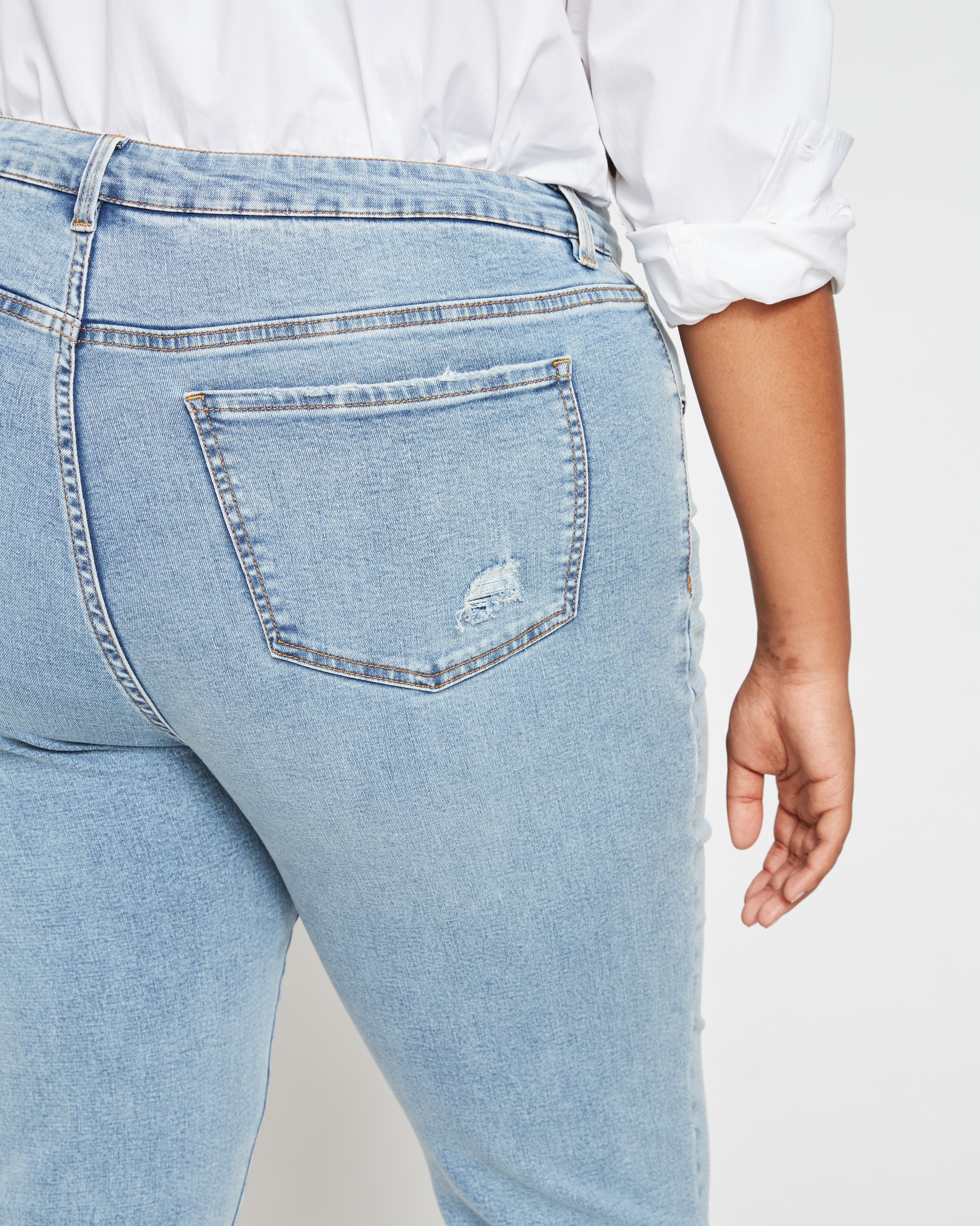 Seine High Rise Skinny Jeans 27 Inch - Distressed Light Blue - Image 4