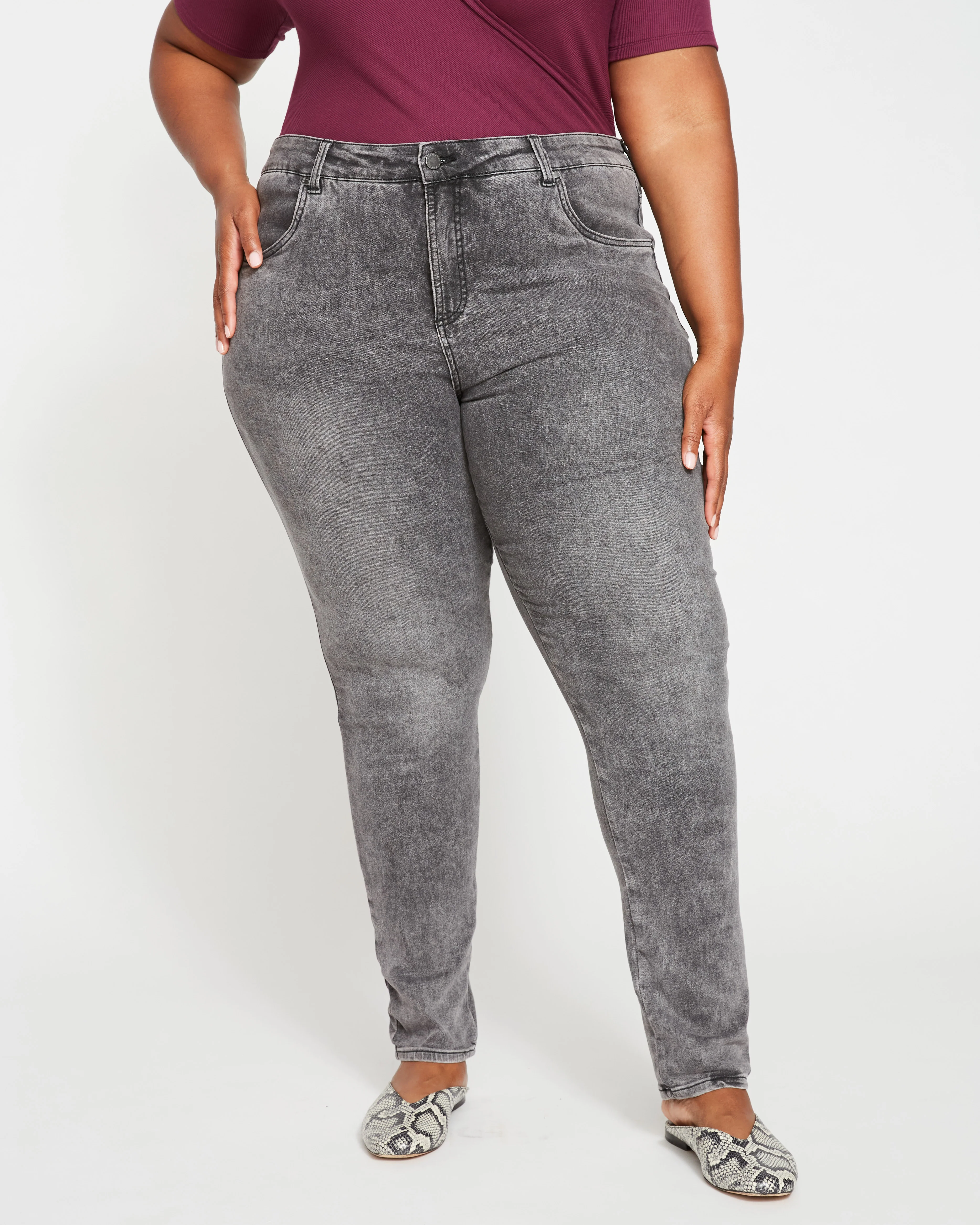 Seine High Rise Skinny Jeans 32 Inch - Distressed Black - Image 2