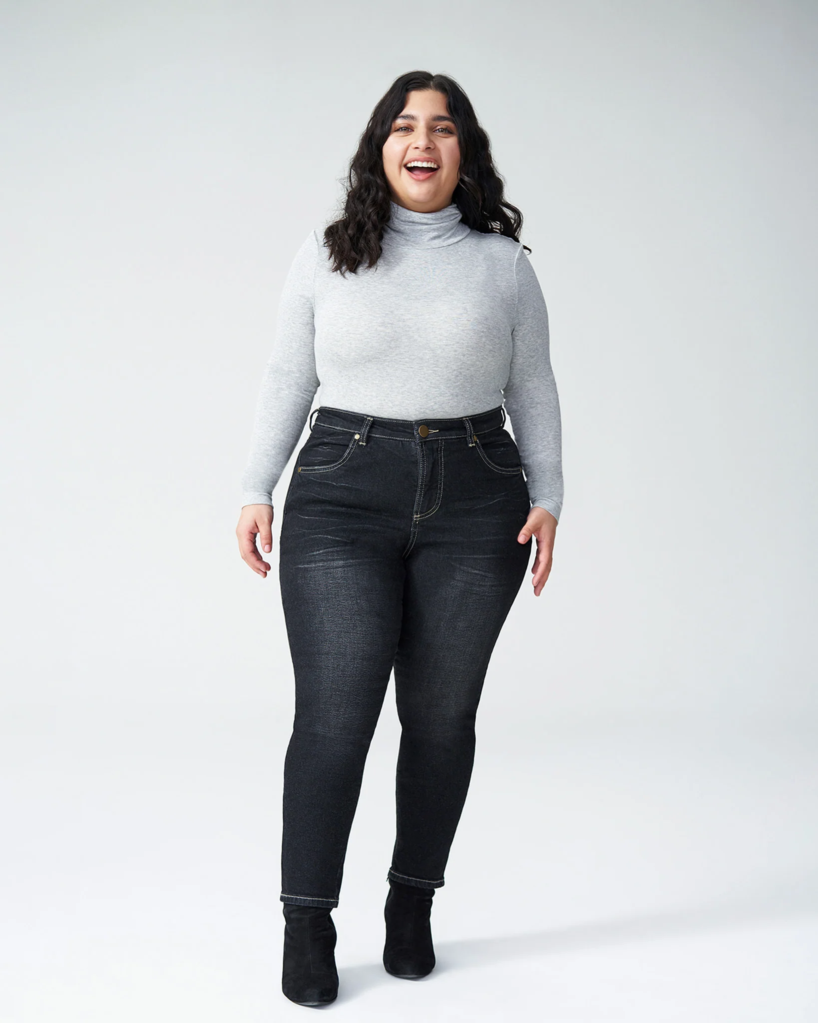 Seine High Rise Skinny Jeans Petite - Distressed Black - Image 4