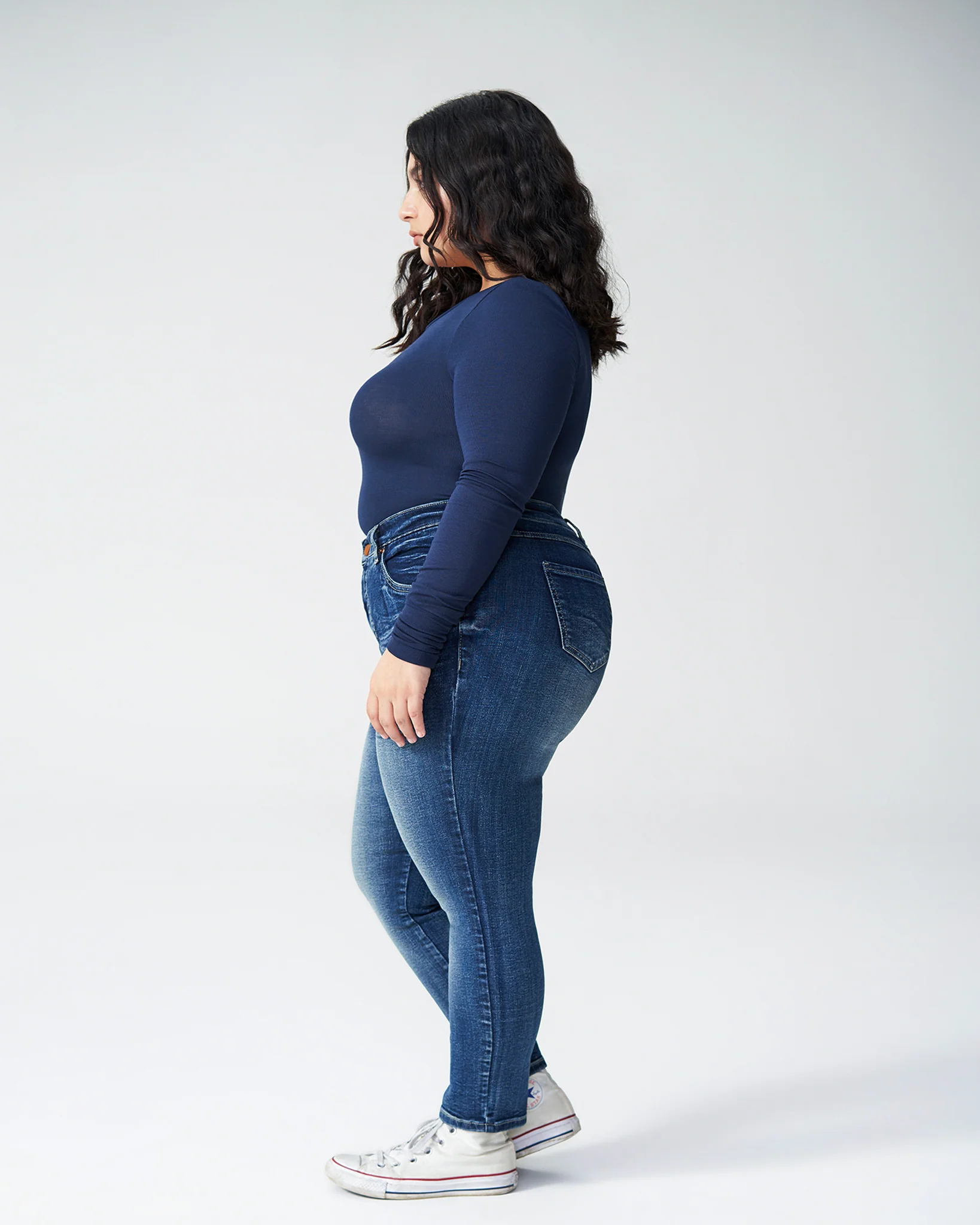 Seine High Rise Skinny Jeans Petite - Distressed Blue - Image 2
