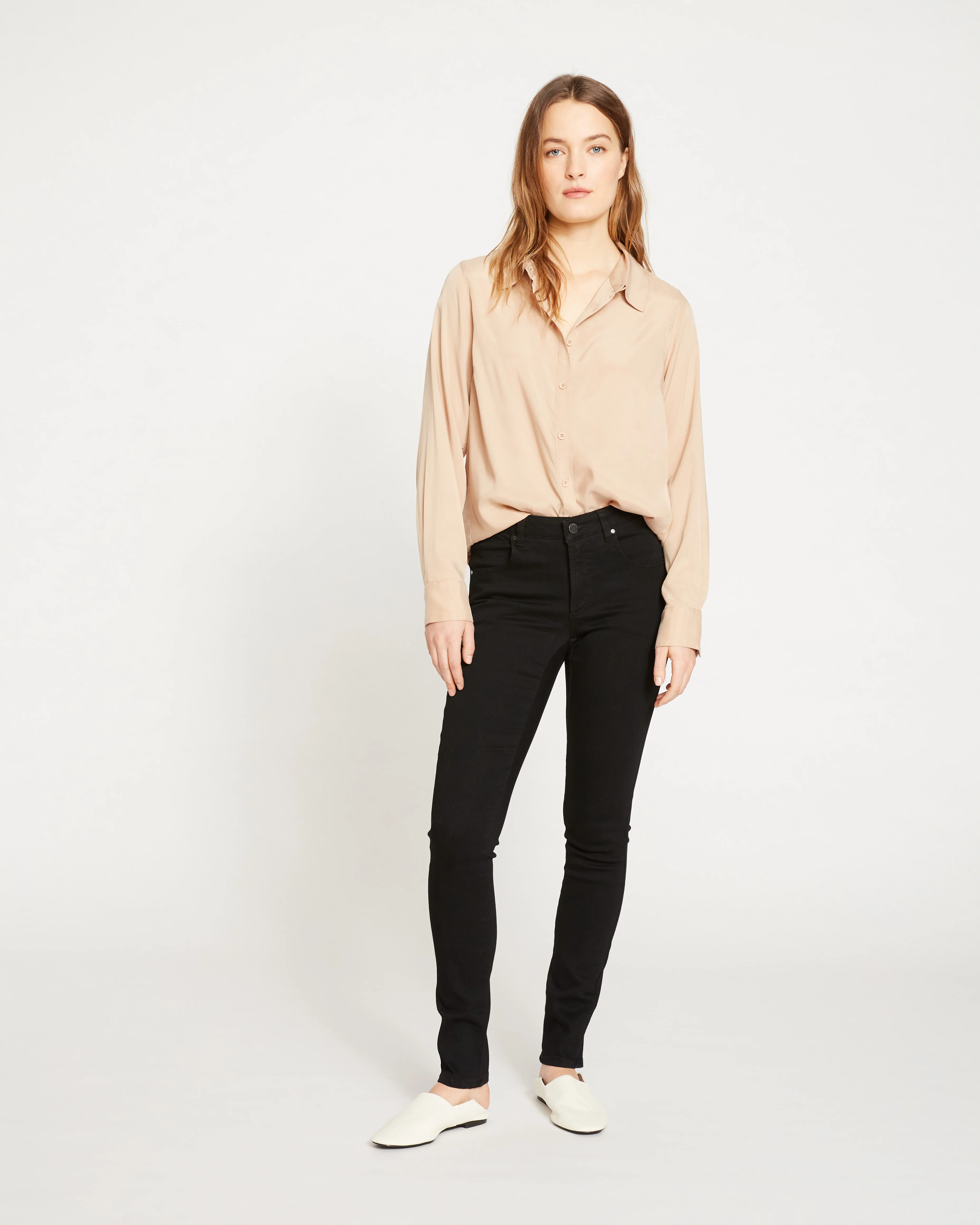 Seine Mid Rise Skinny Jeans 32 Inch - Black - Image 2