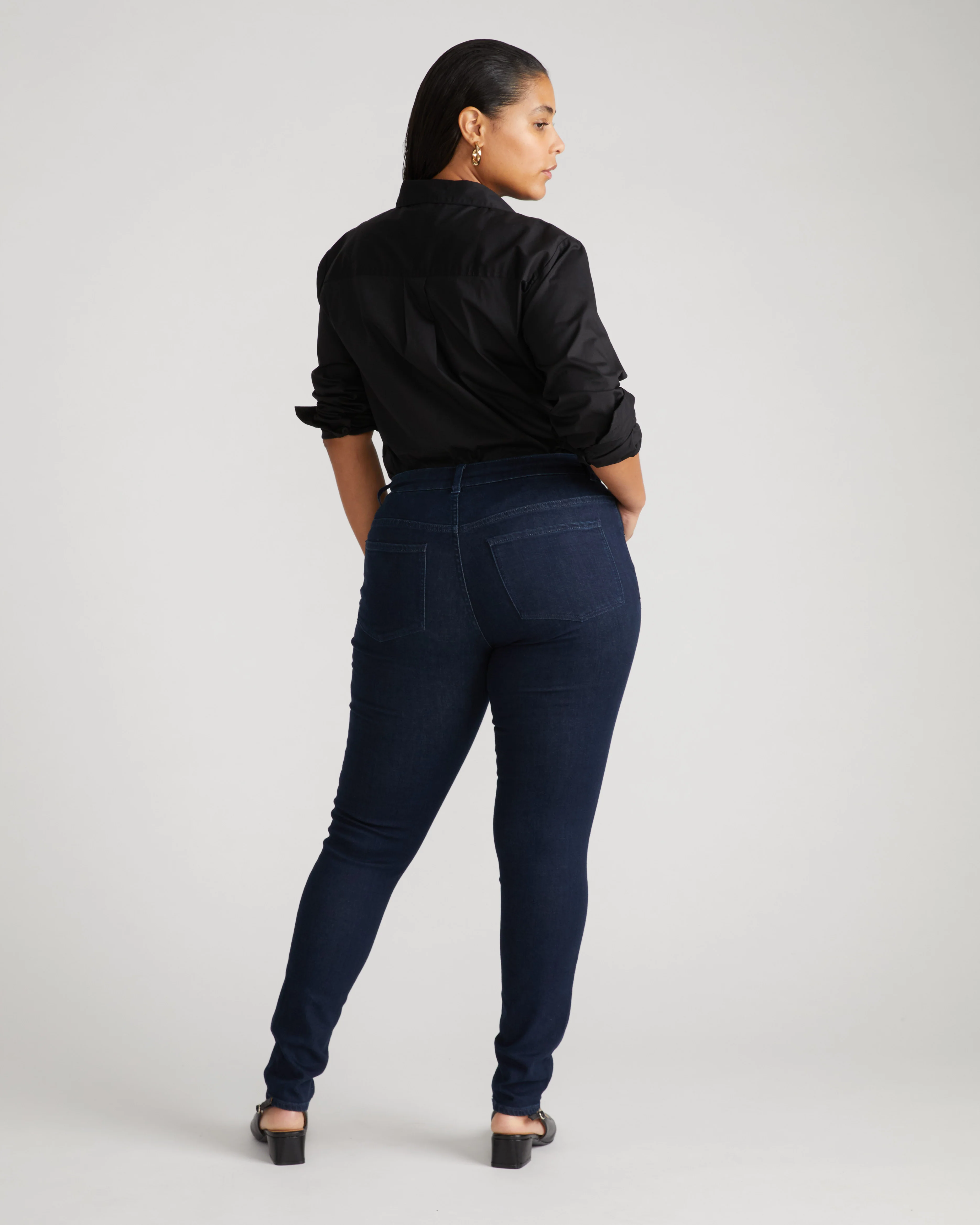 Seine Mid Rise Skinny Jeans 32 Inch - Dark Indigo - Image 3