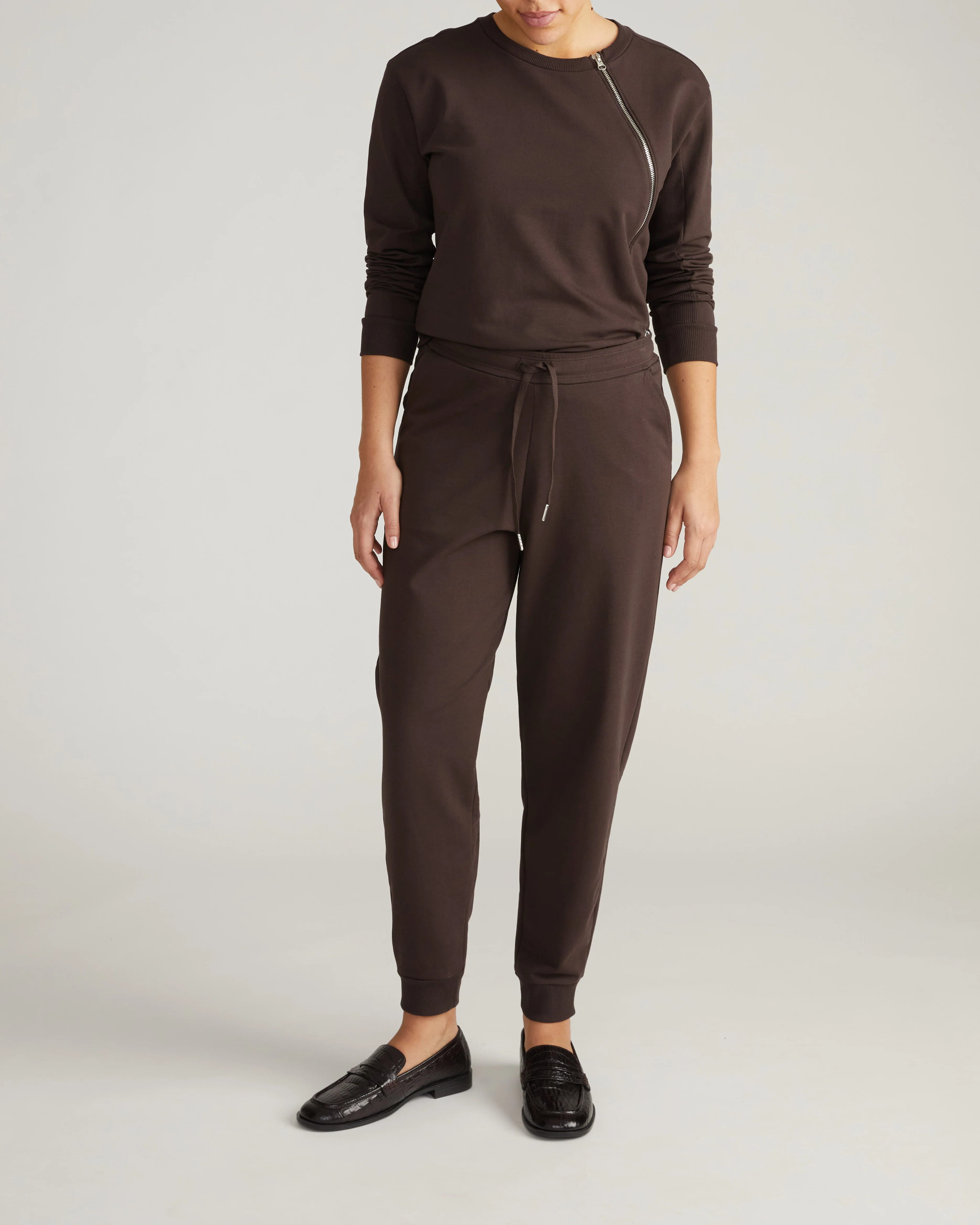 Selma French Terry Jogger - Deep Brown - Image 3