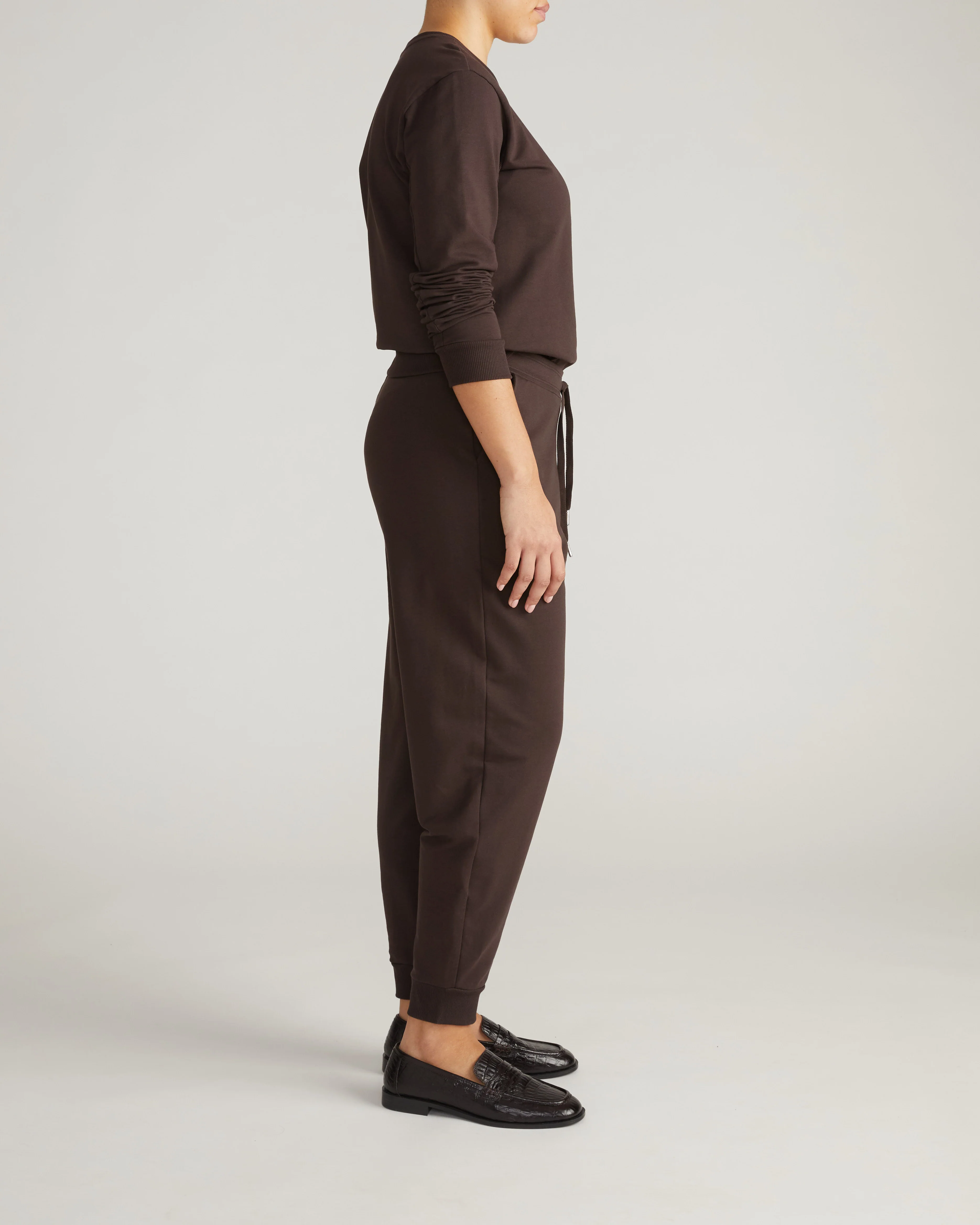 Selma French Terry Jogger - Deep Brown - Image 4