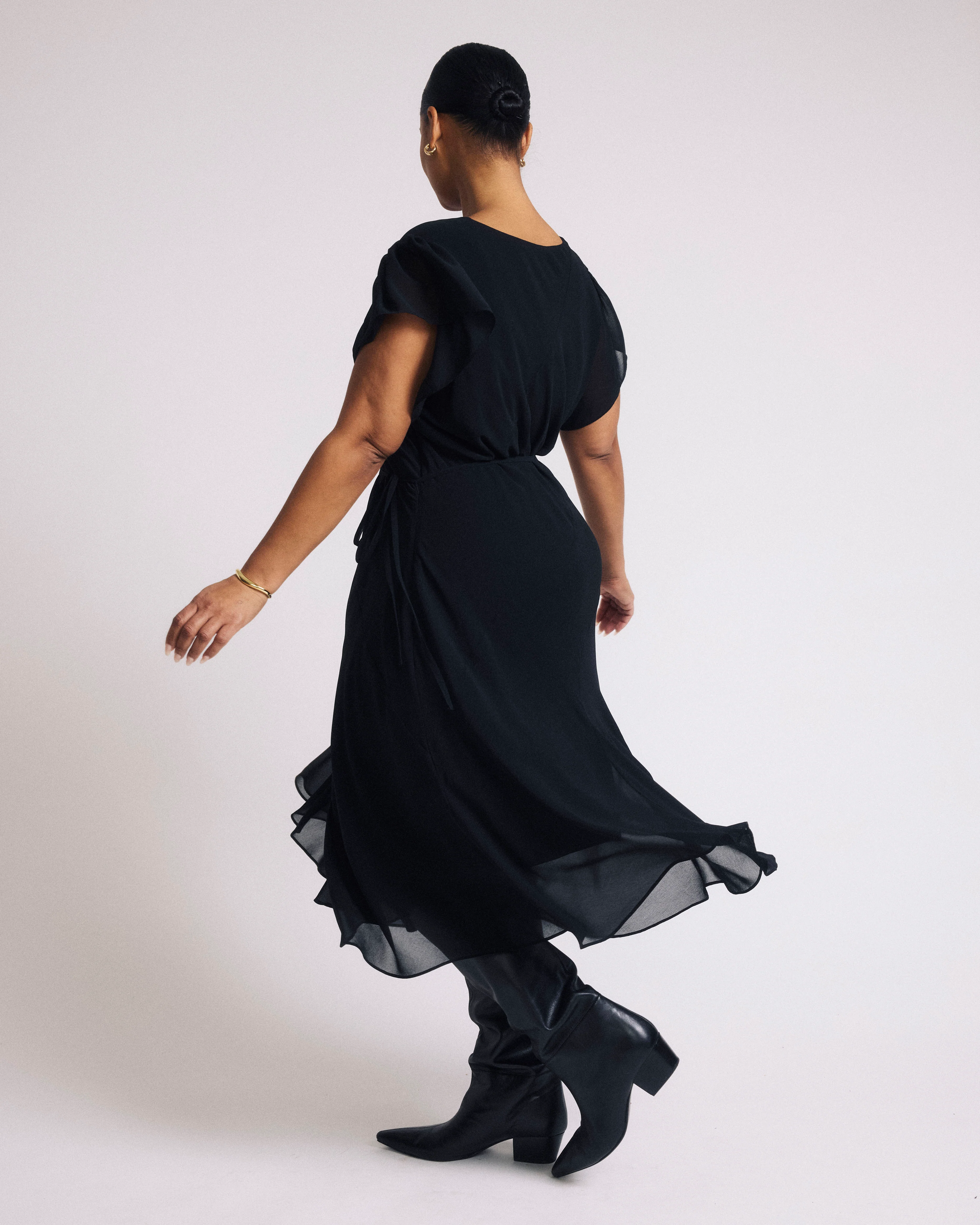 Seville Chiffon Dress - Black - Image 5