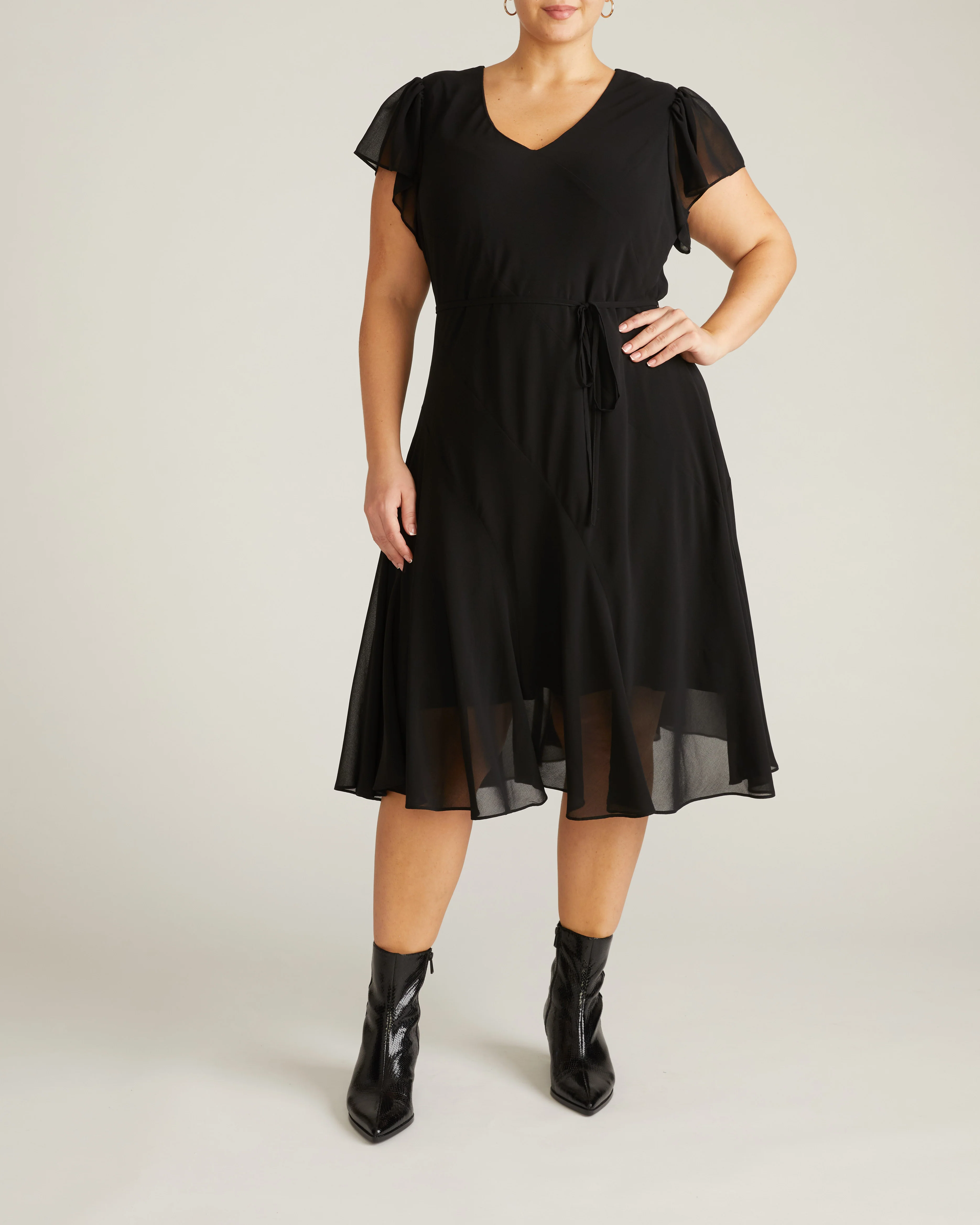 Seville Chiffon Dress - Black - Image 7