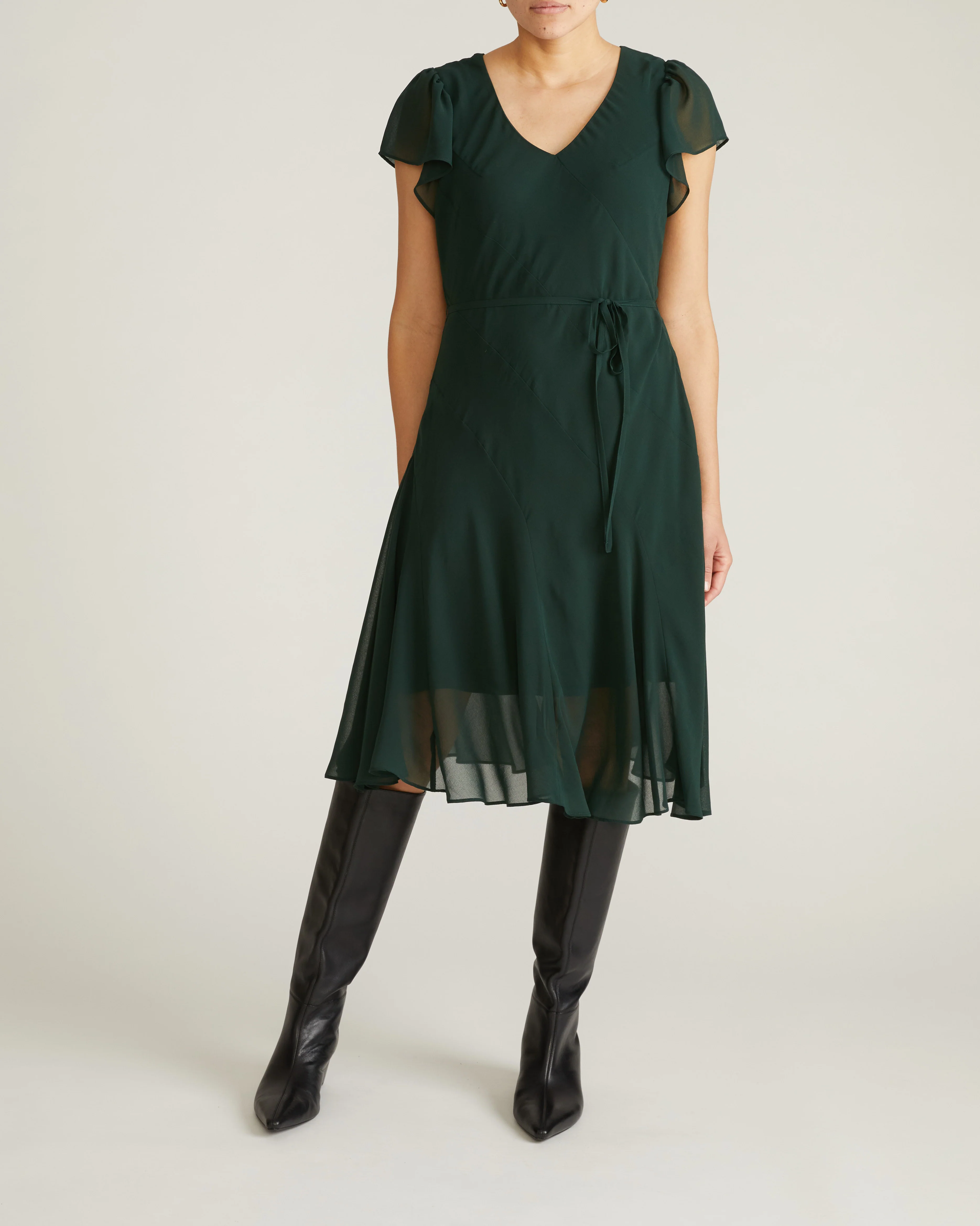 Seville Chiffon Dress - Forest Green - Image 3