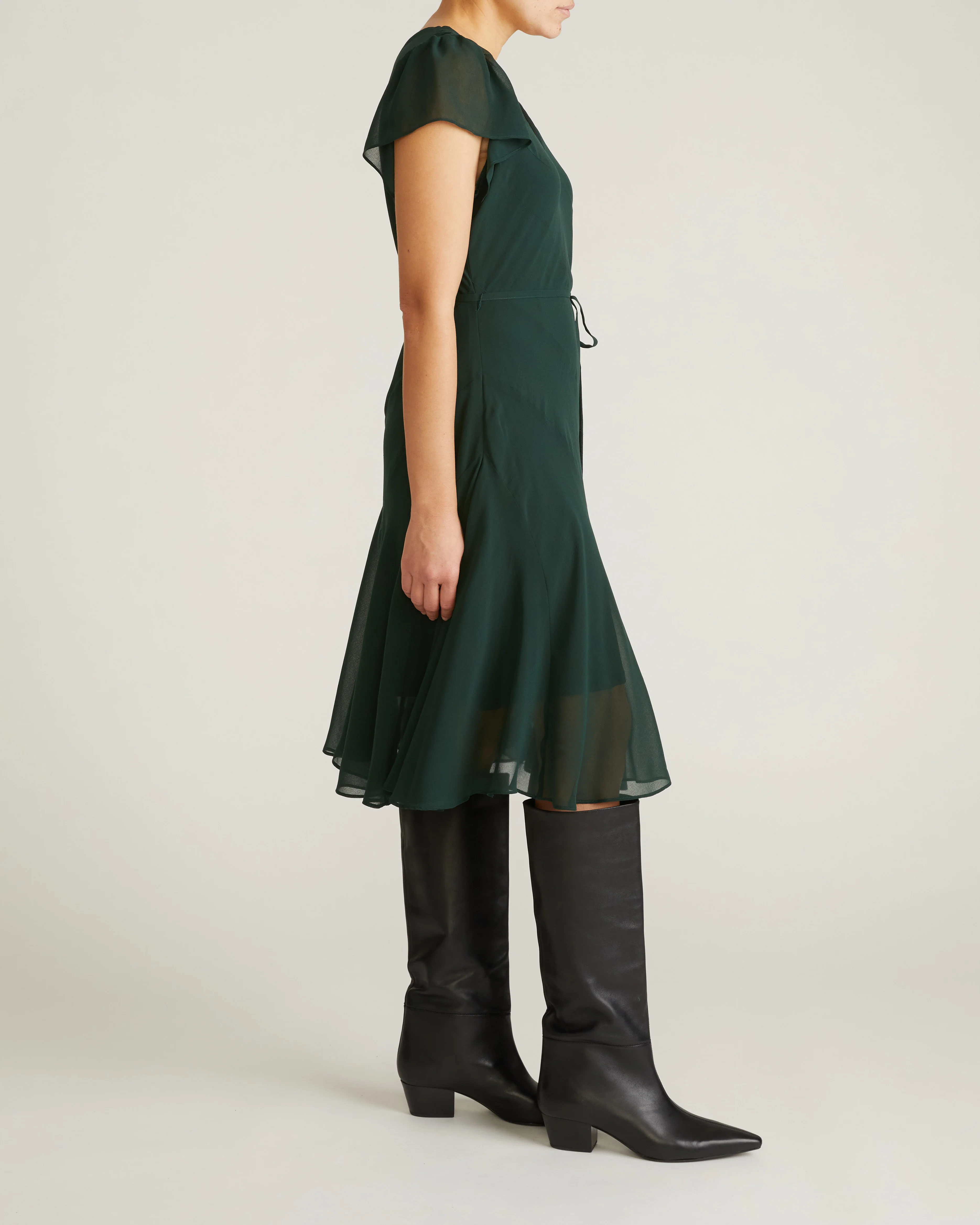 Seville Chiffon Dress - Forest Green - Image 4