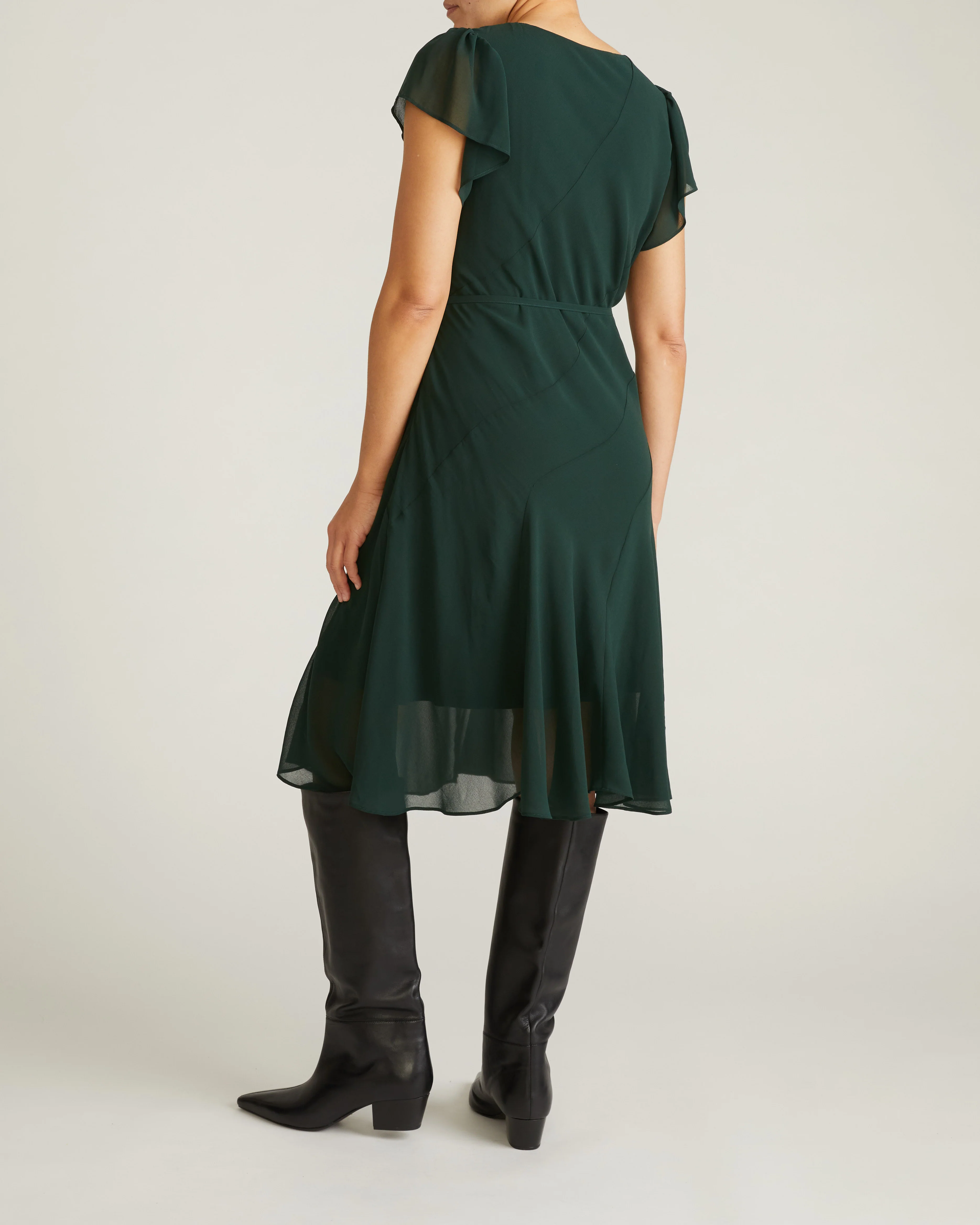 Seville Chiffon Dress - Forest Green - Image 5