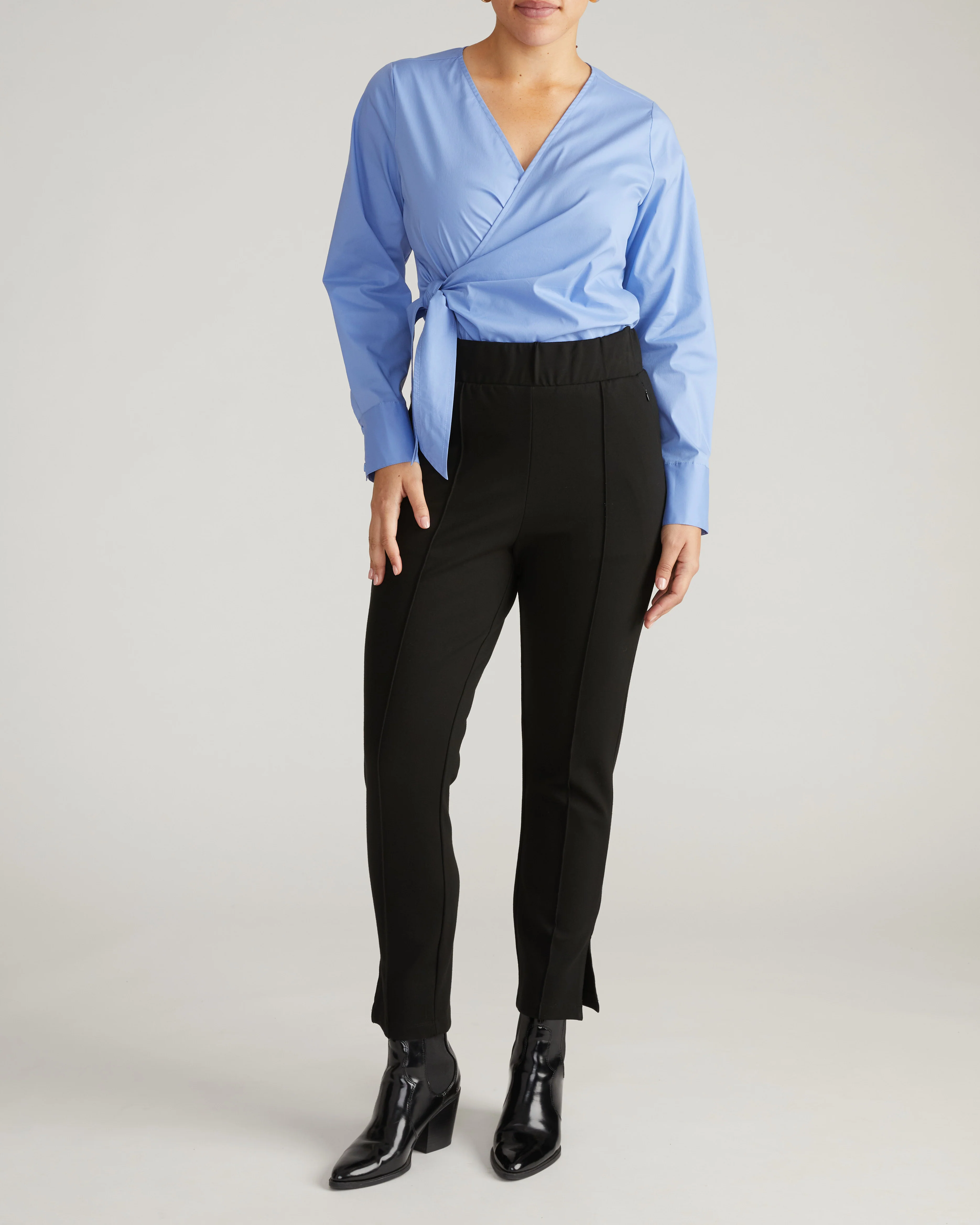Skinny Pintuck Ponte Pants 28 Inch - Black - Image 4