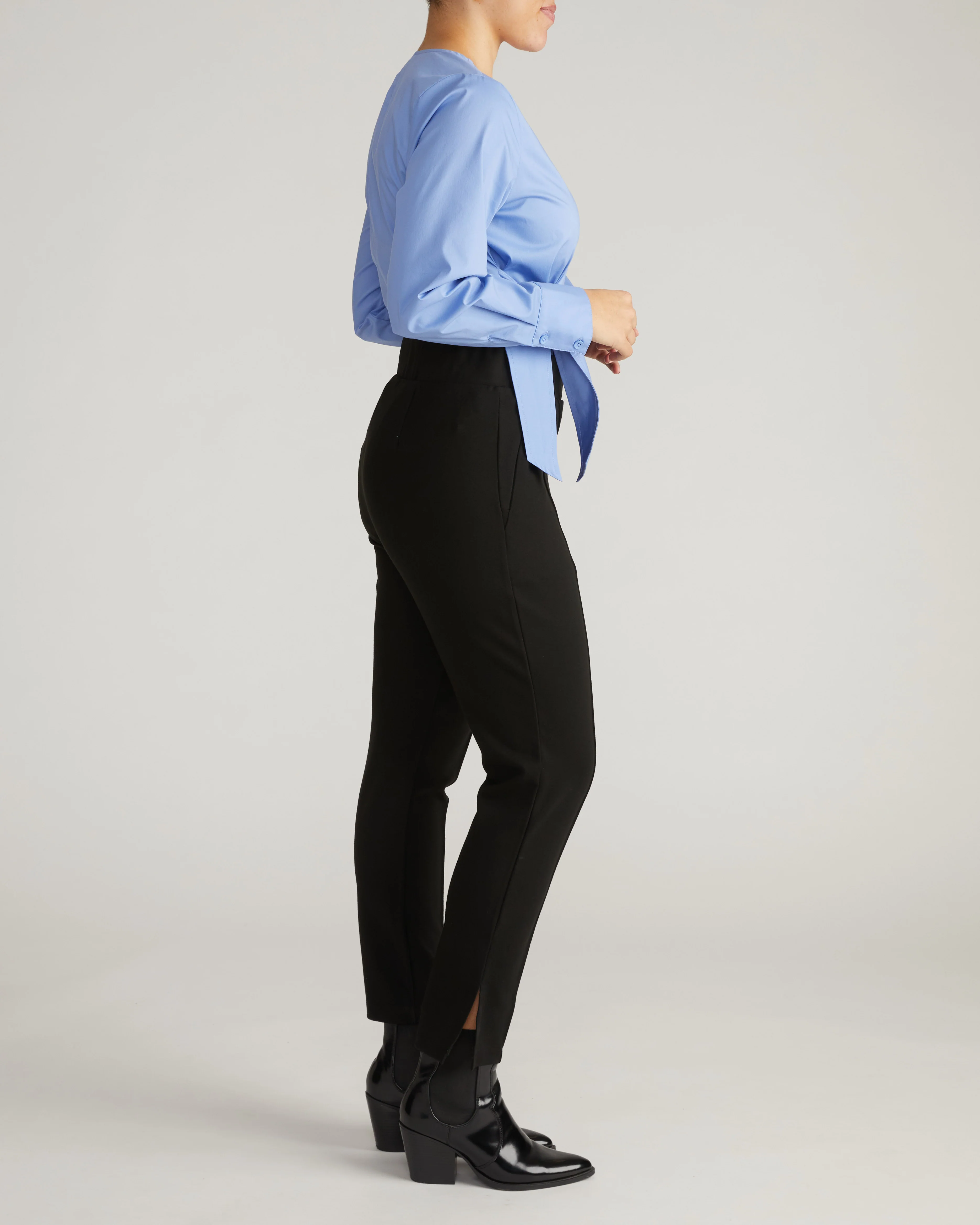 Skinny Pintuck Ponte Pants 28 Inch - Black - Image 5