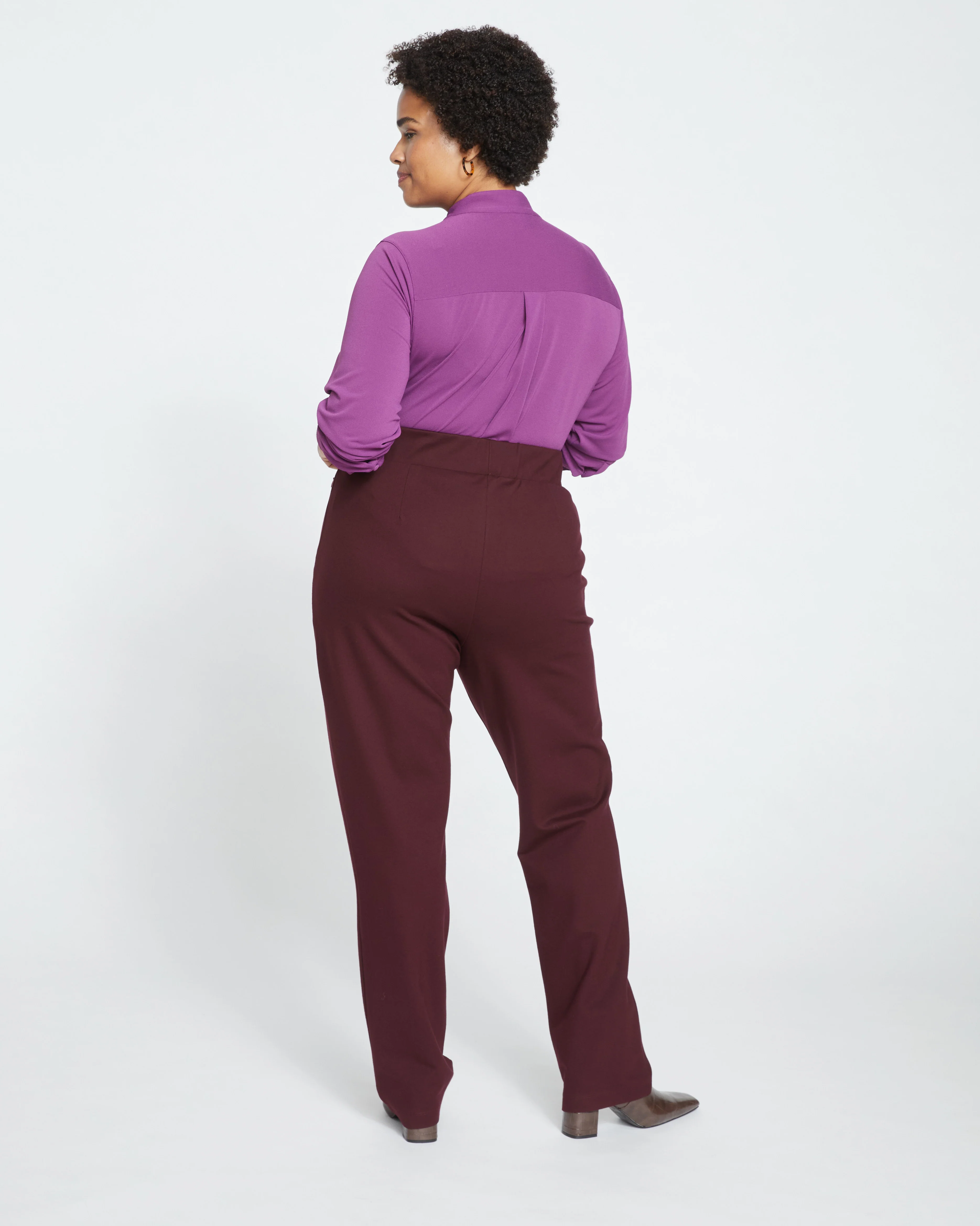 Smart Signature Ponte Pants Long - Black Cherry - Image 4