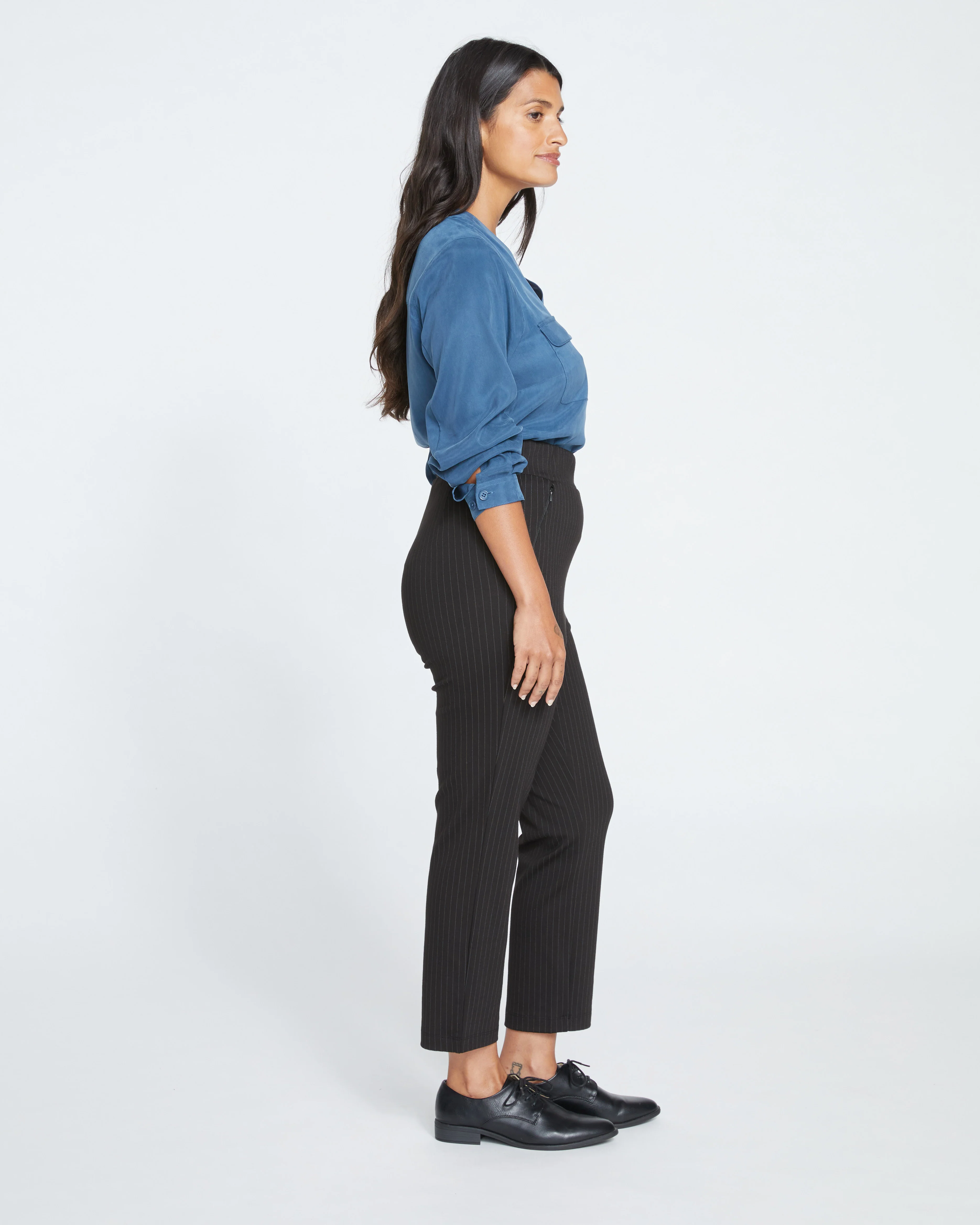 Smart Signature Ponte Pants - Slate Pinstripe - Image 3