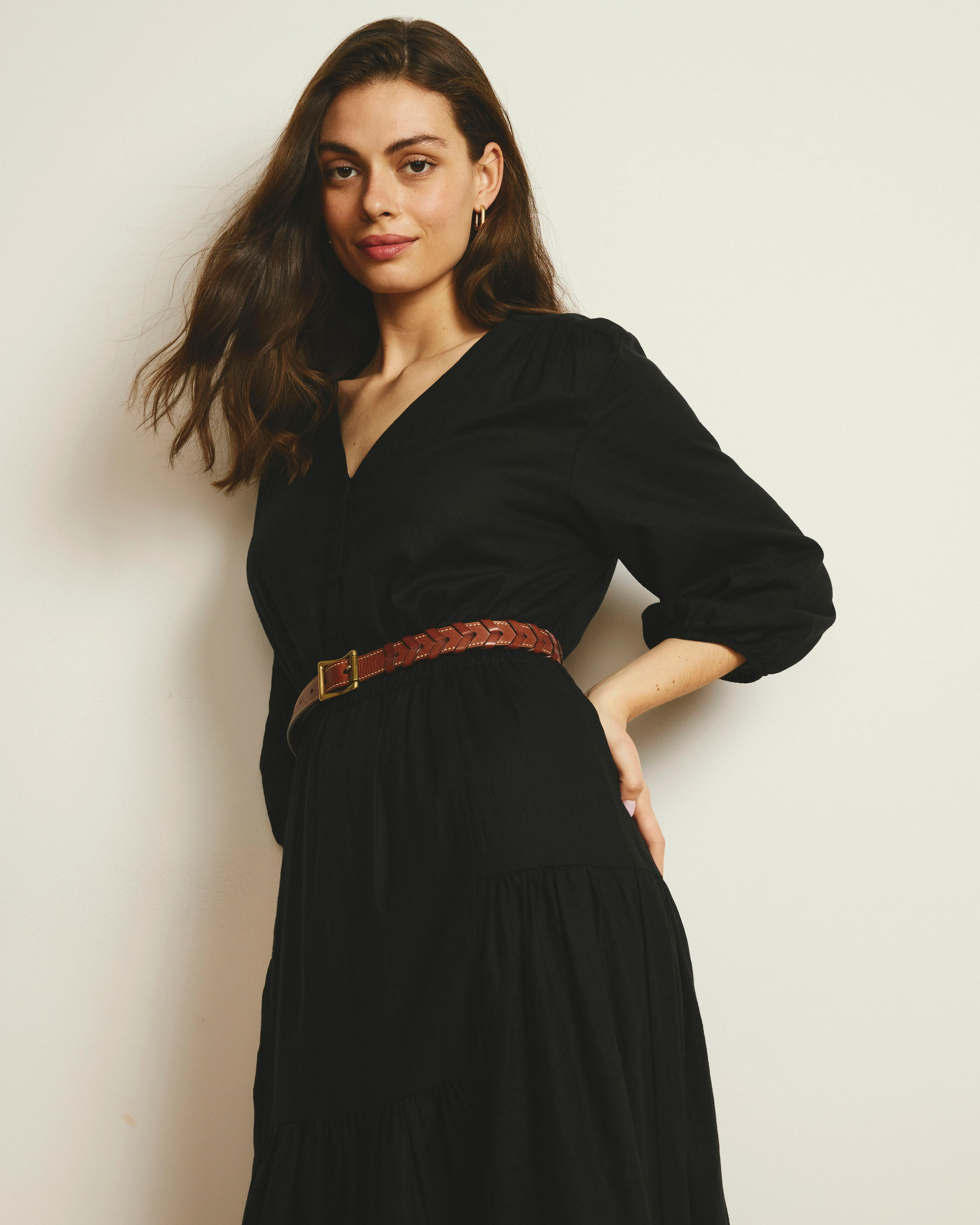 Sorrento Linen Midi Dress - Black - Image 3