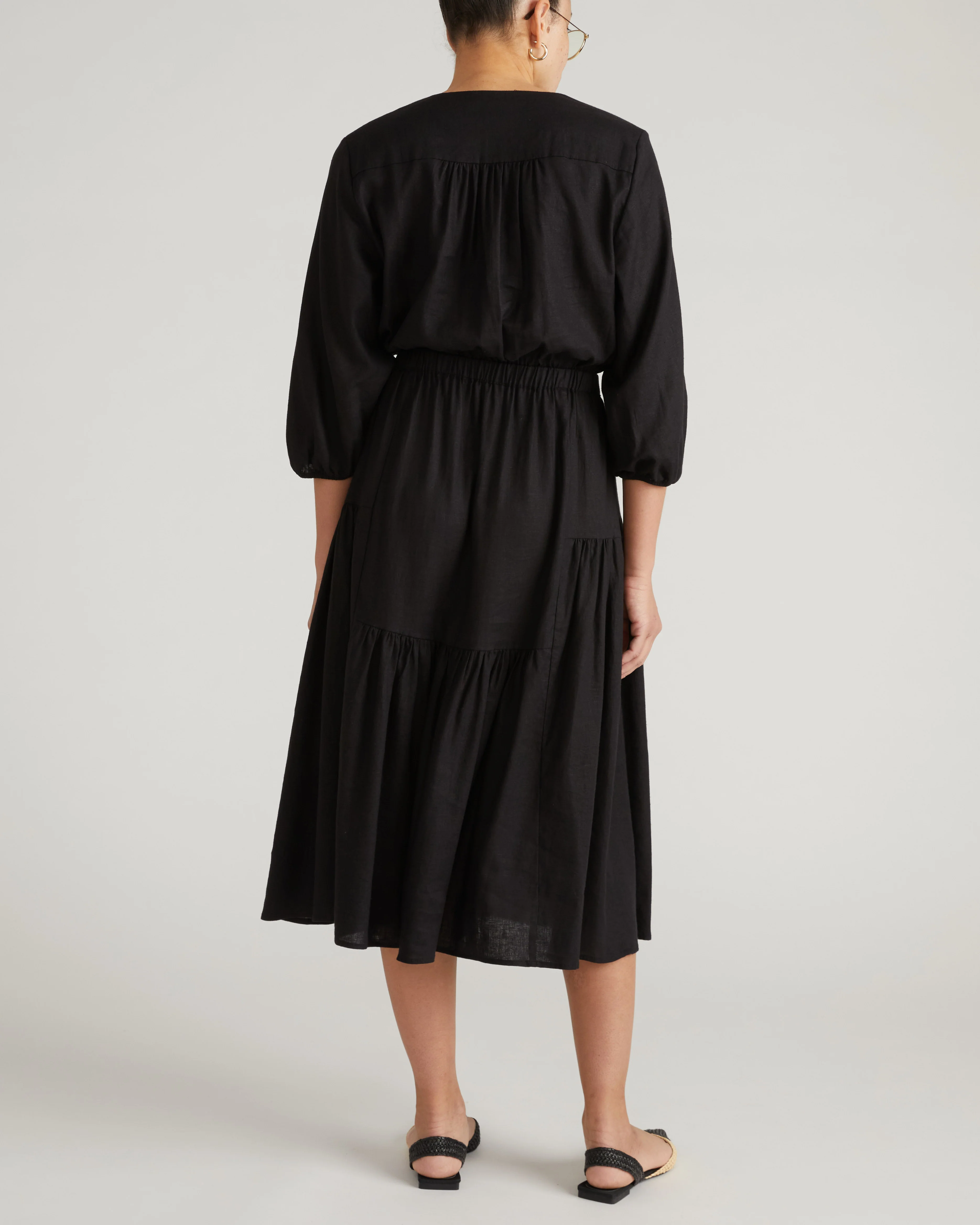 Sorrento Linen Midi Dress - Black - Image 8