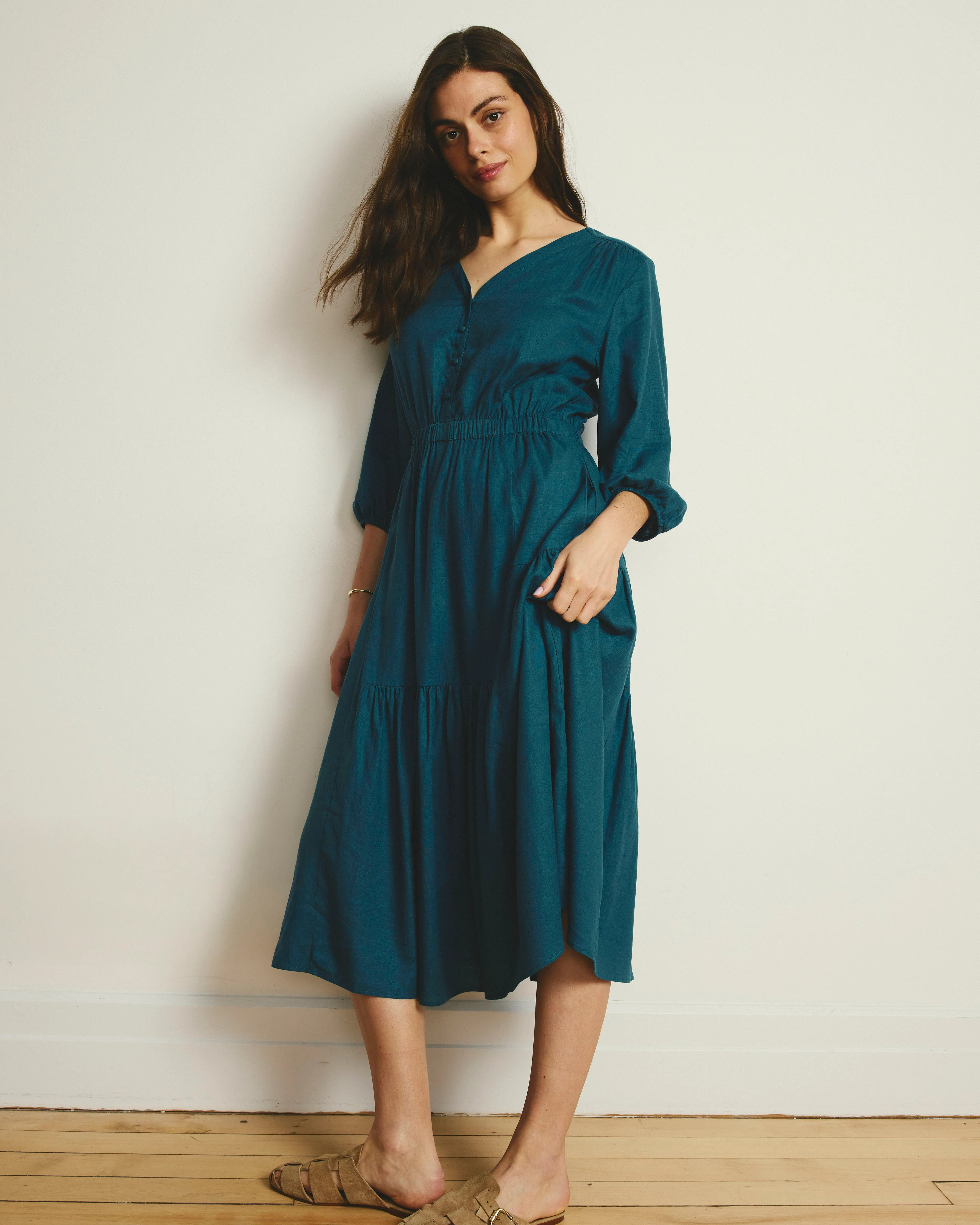 Sorrento Linen Midi Dress - Ink Blue - Image 2
