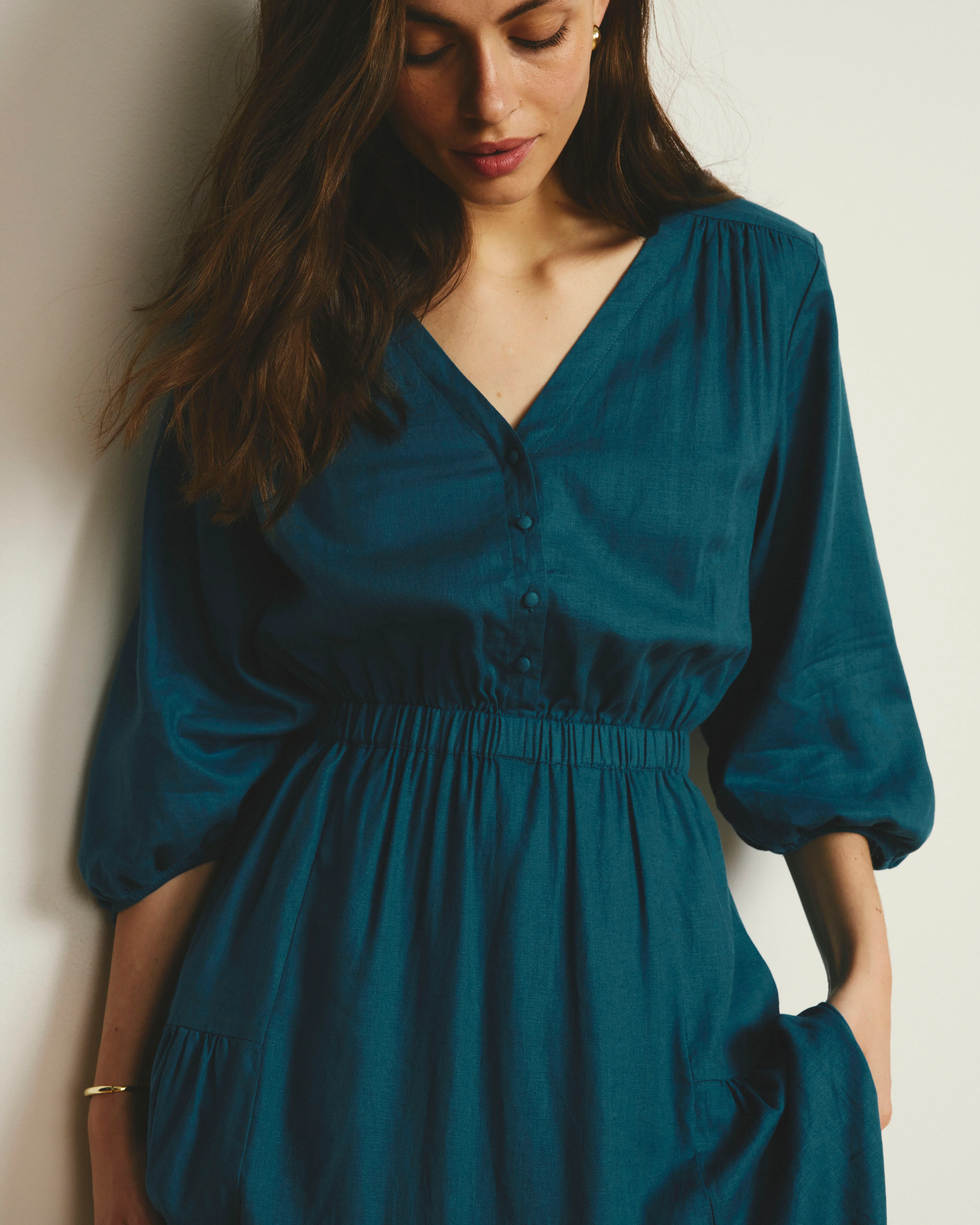 Sorrento Linen Midi Dress - Ink Blue - Image 6