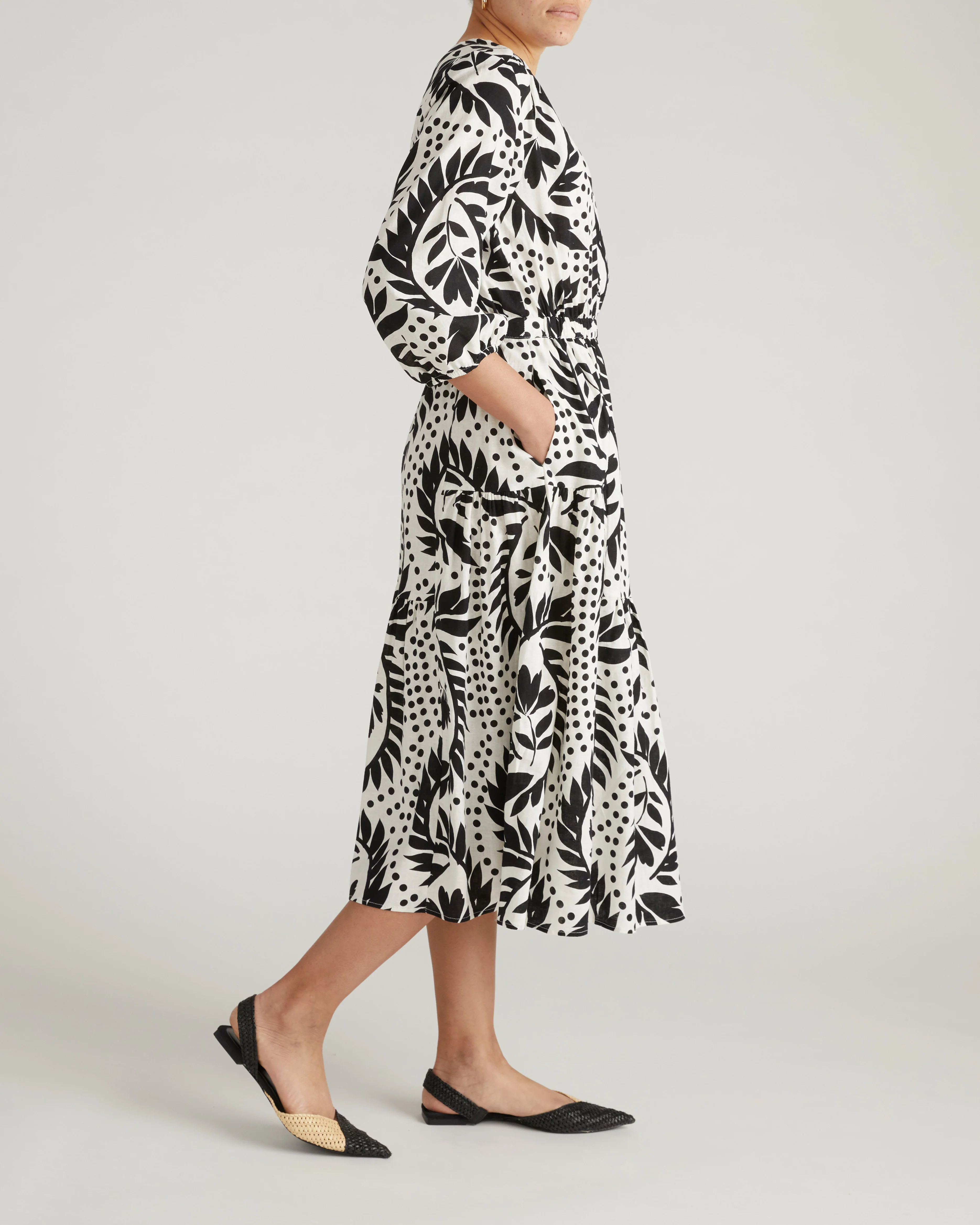 Sorrento Linen Midi Dress - Vine Print - Image 5