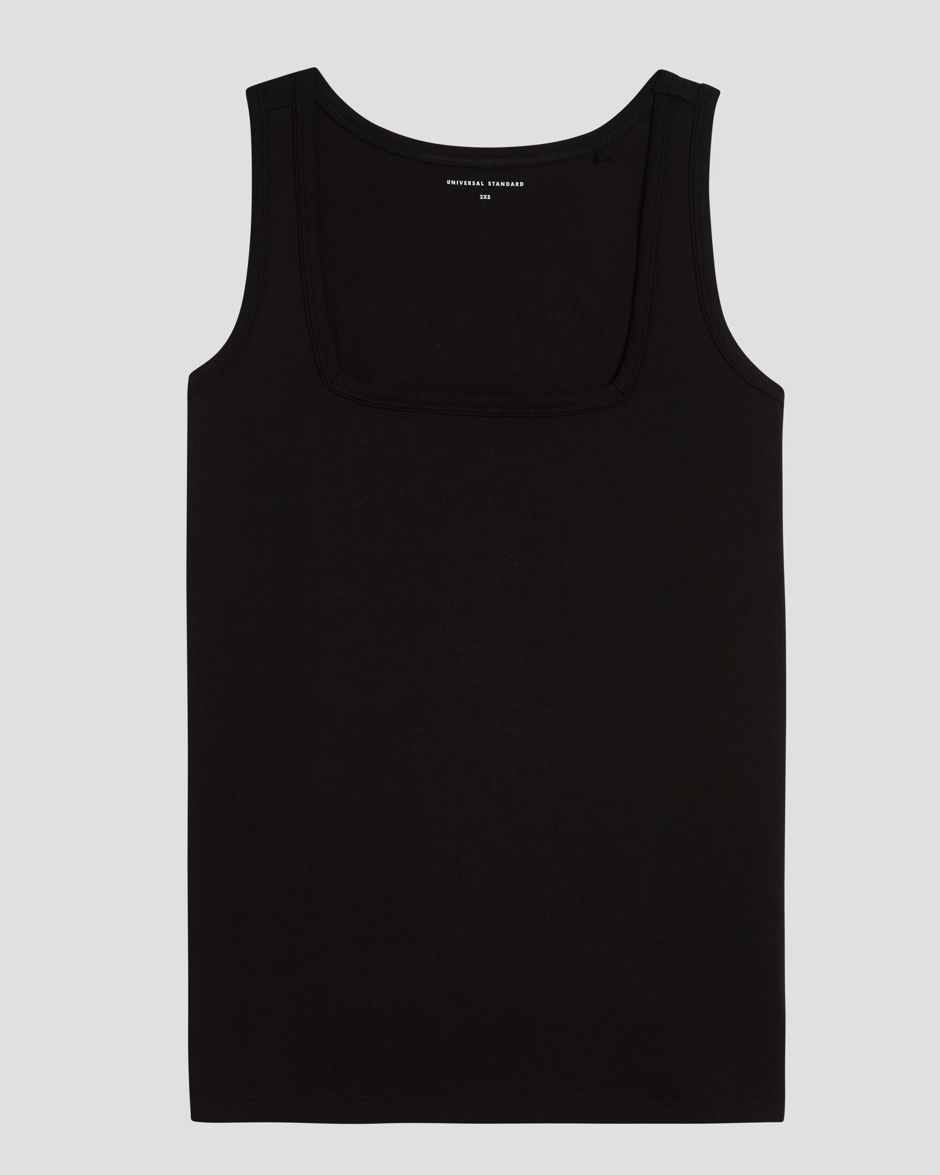 Square Neck Tank Top - Black - Image 2