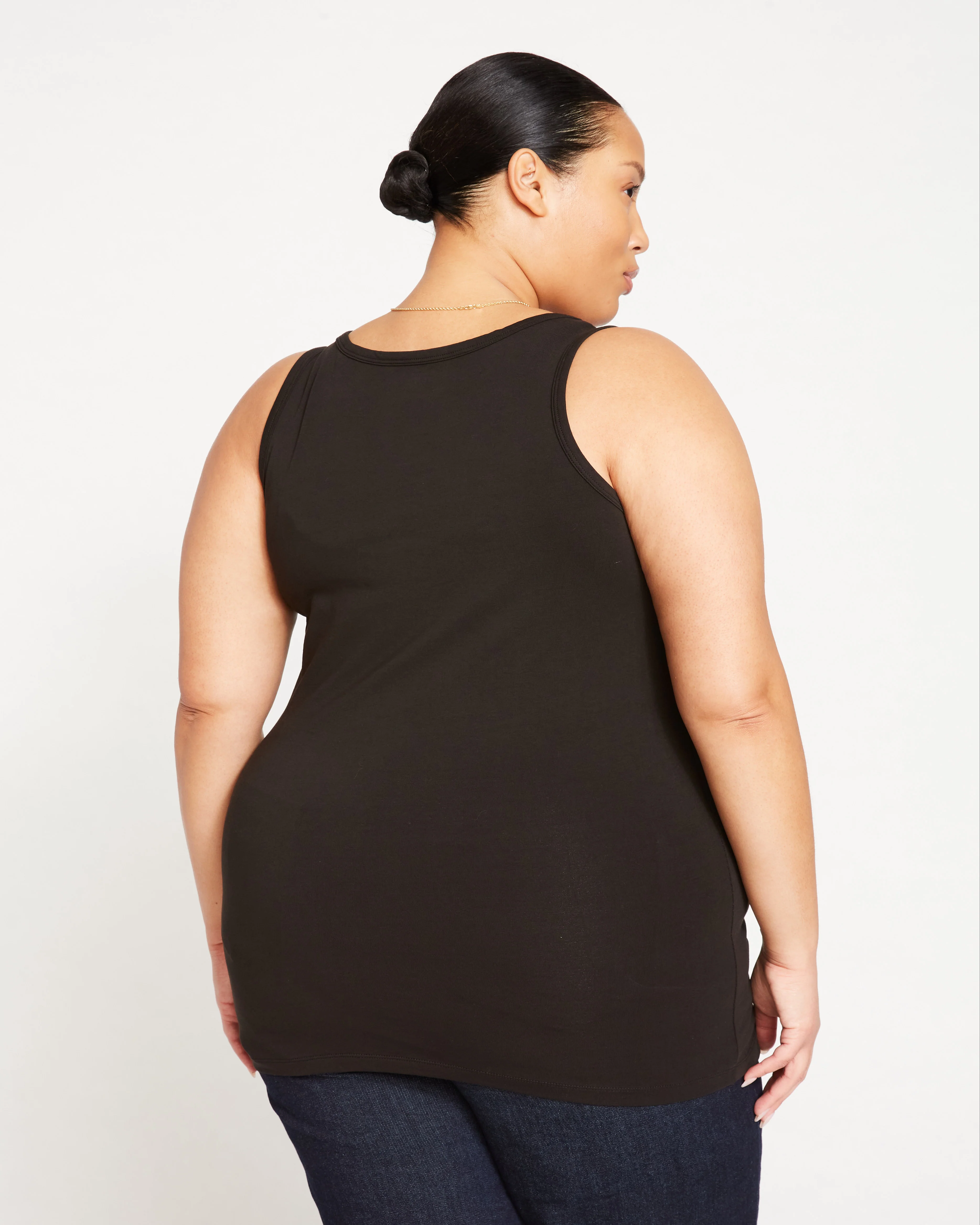 Square Neck Tank Top - Black - Image 5