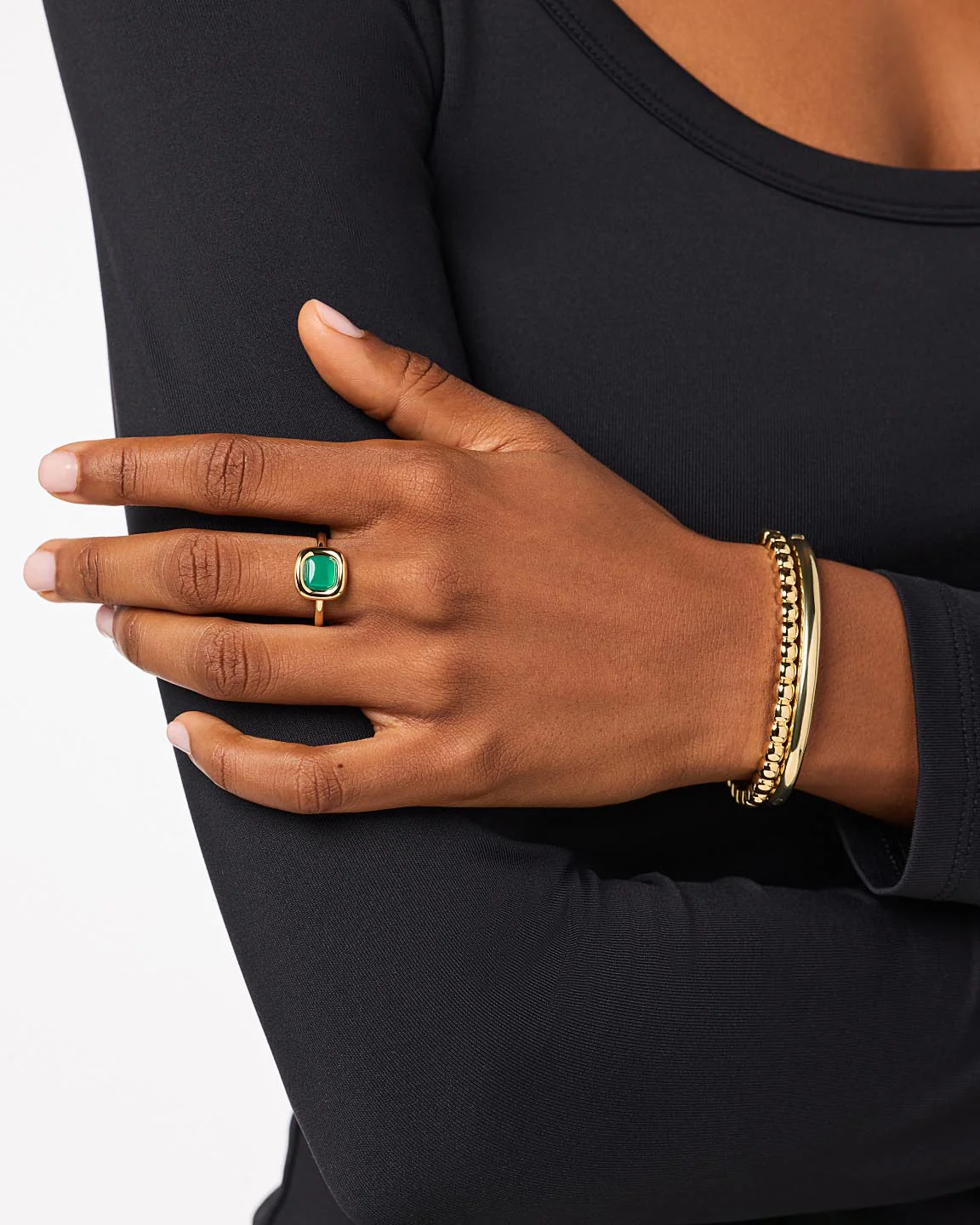 Ana Luisa Statement Ring - Clara Ring Green Onyx - Image 2