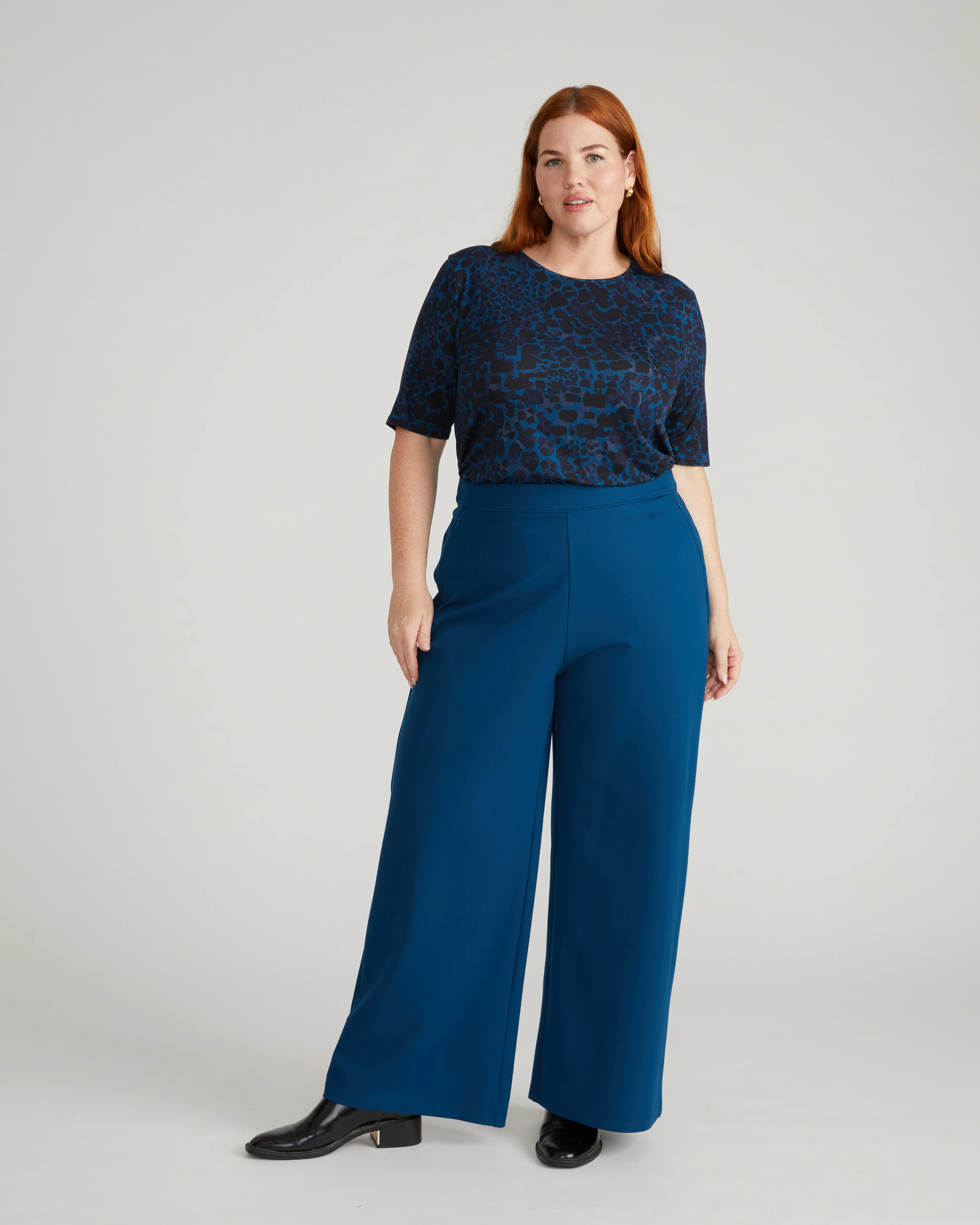 Stephanie Wide Leg Ponte Pants - Deep Teal - Image 2