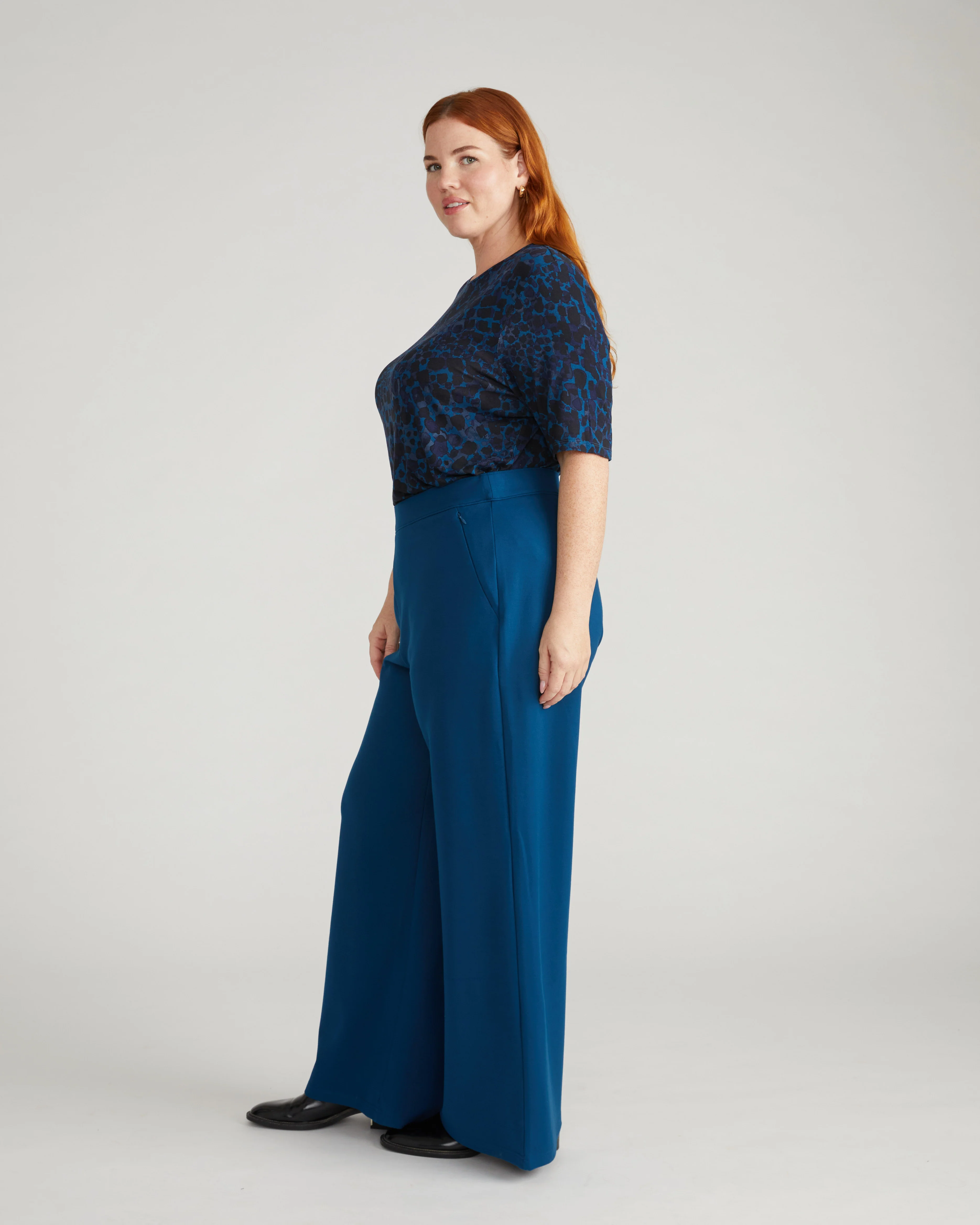Stephanie Wide Leg Ponte Pants - Deep Teal - Image 4