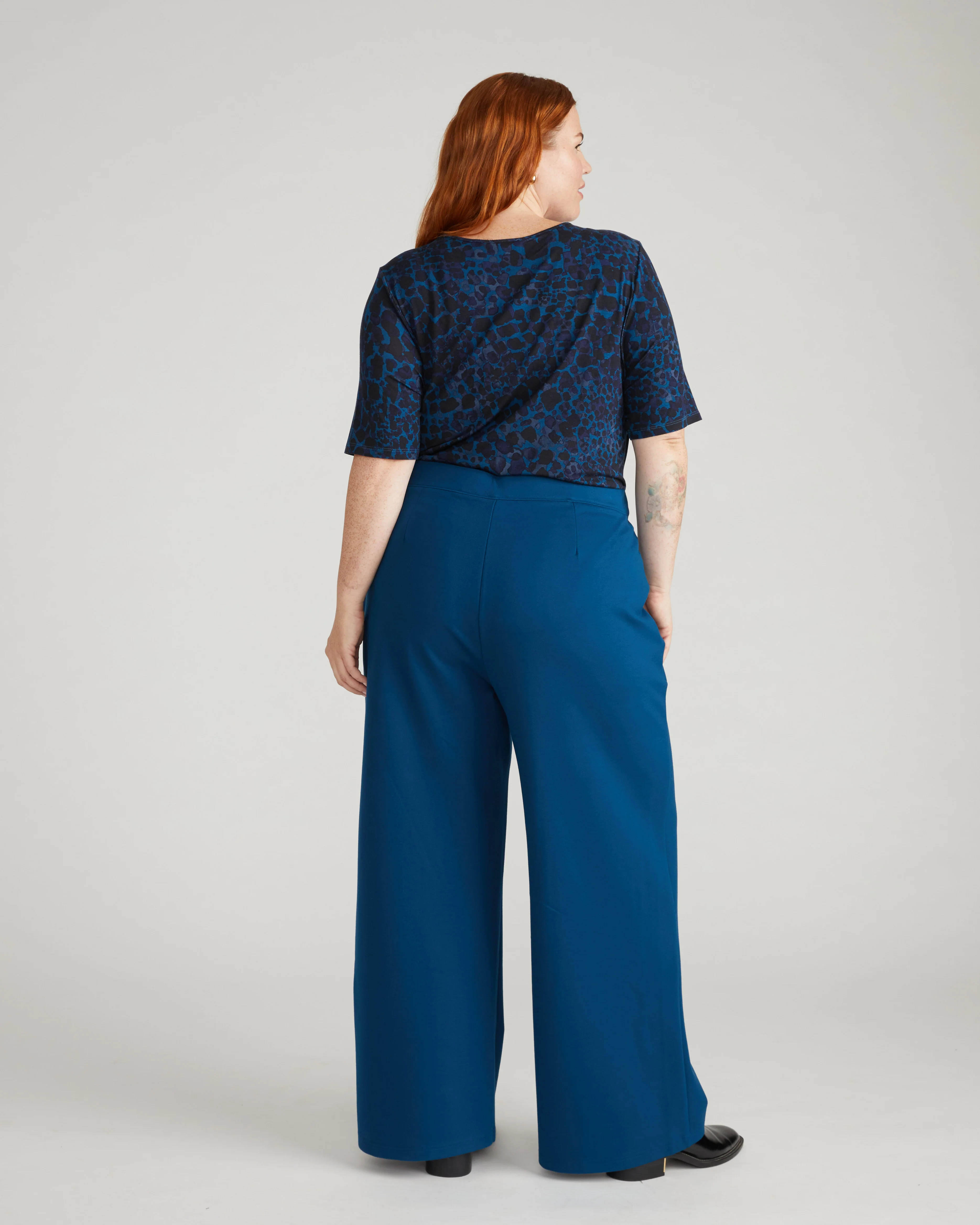 Stephanie Wide Leg Ponte Pants - Deep Teal - Image 5