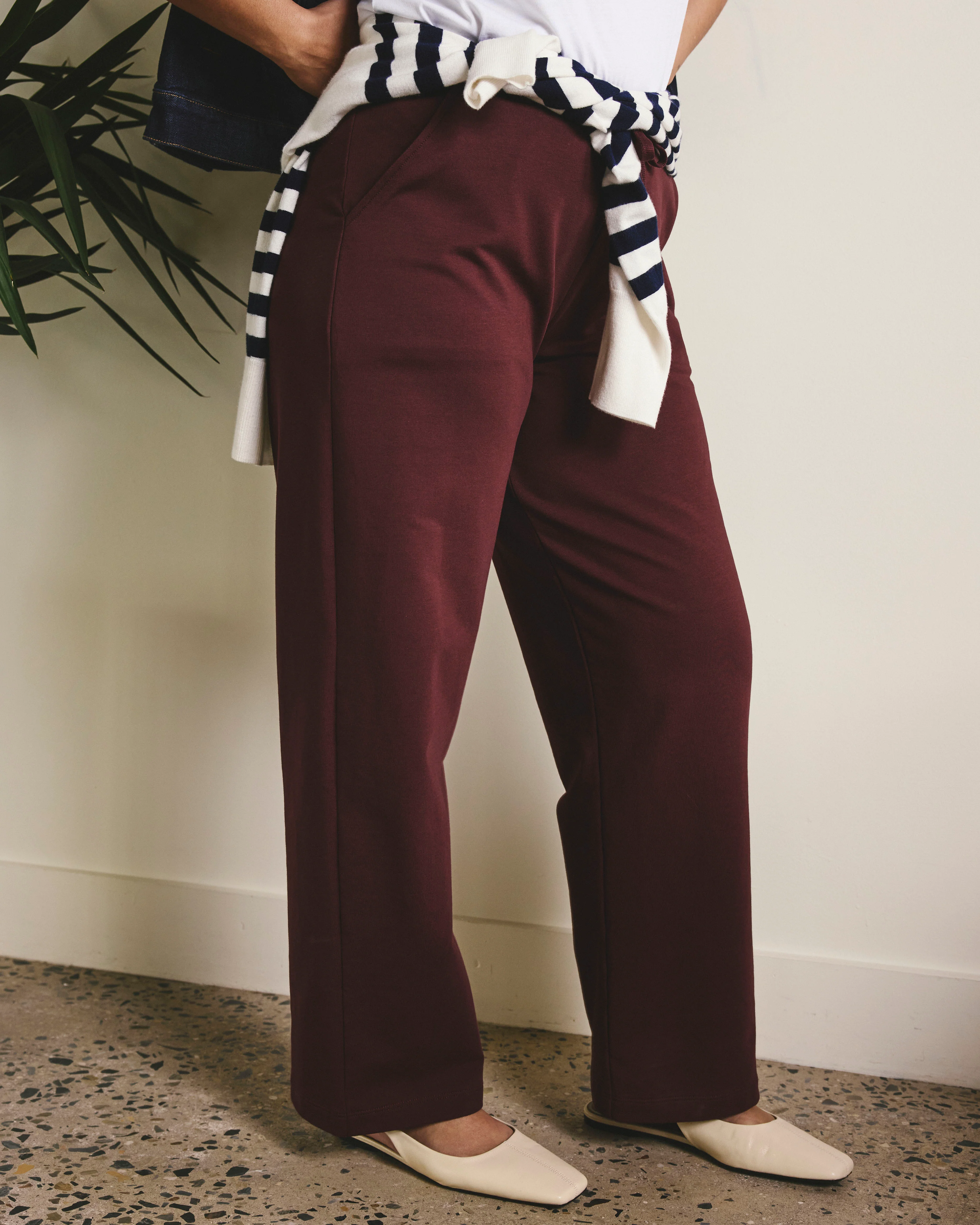 Straight Leg French Terry Sweatpants - Black Cherry - Image 3
