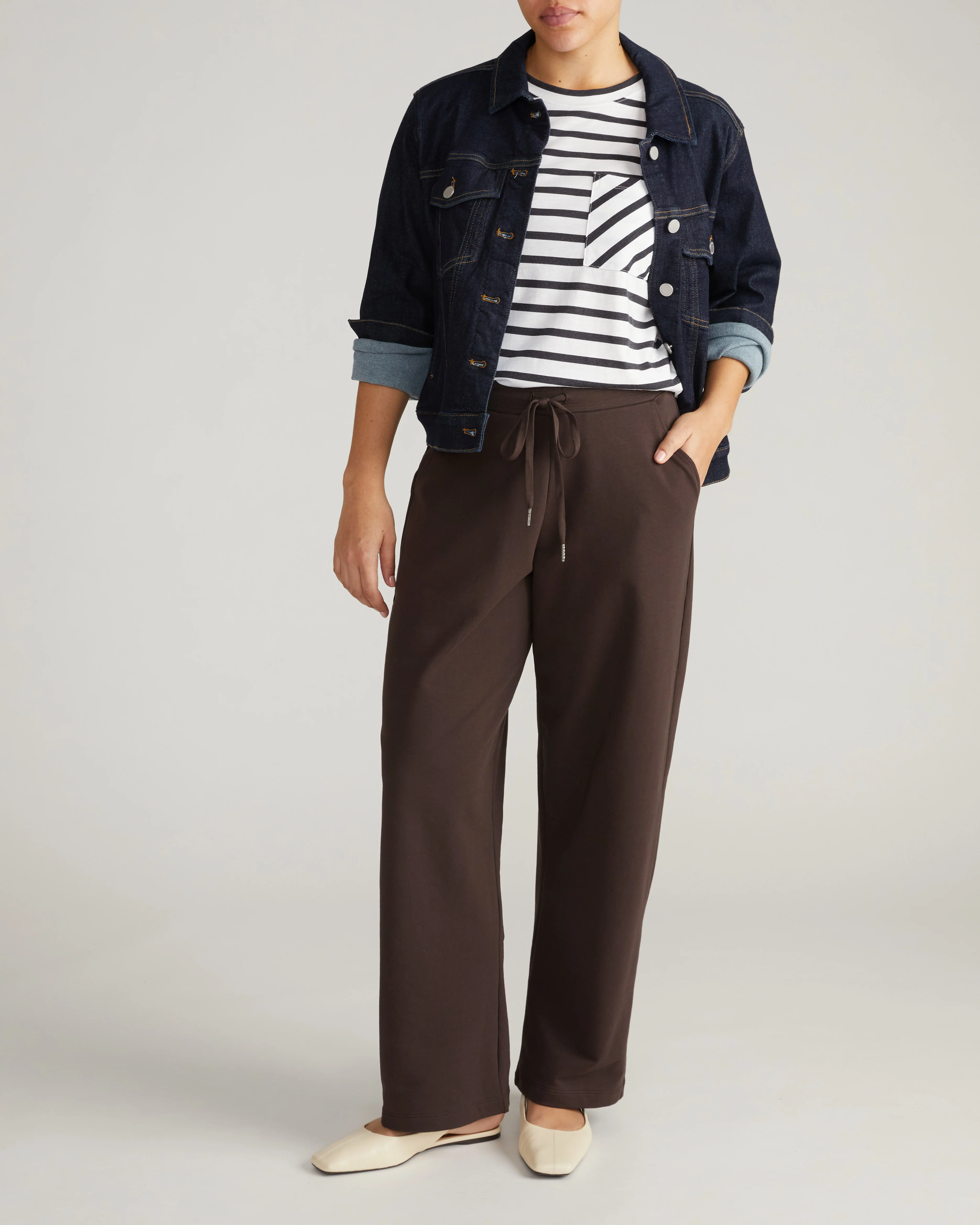 Straight Leg French Terry Sweatpants - Deep Brown - Image 4