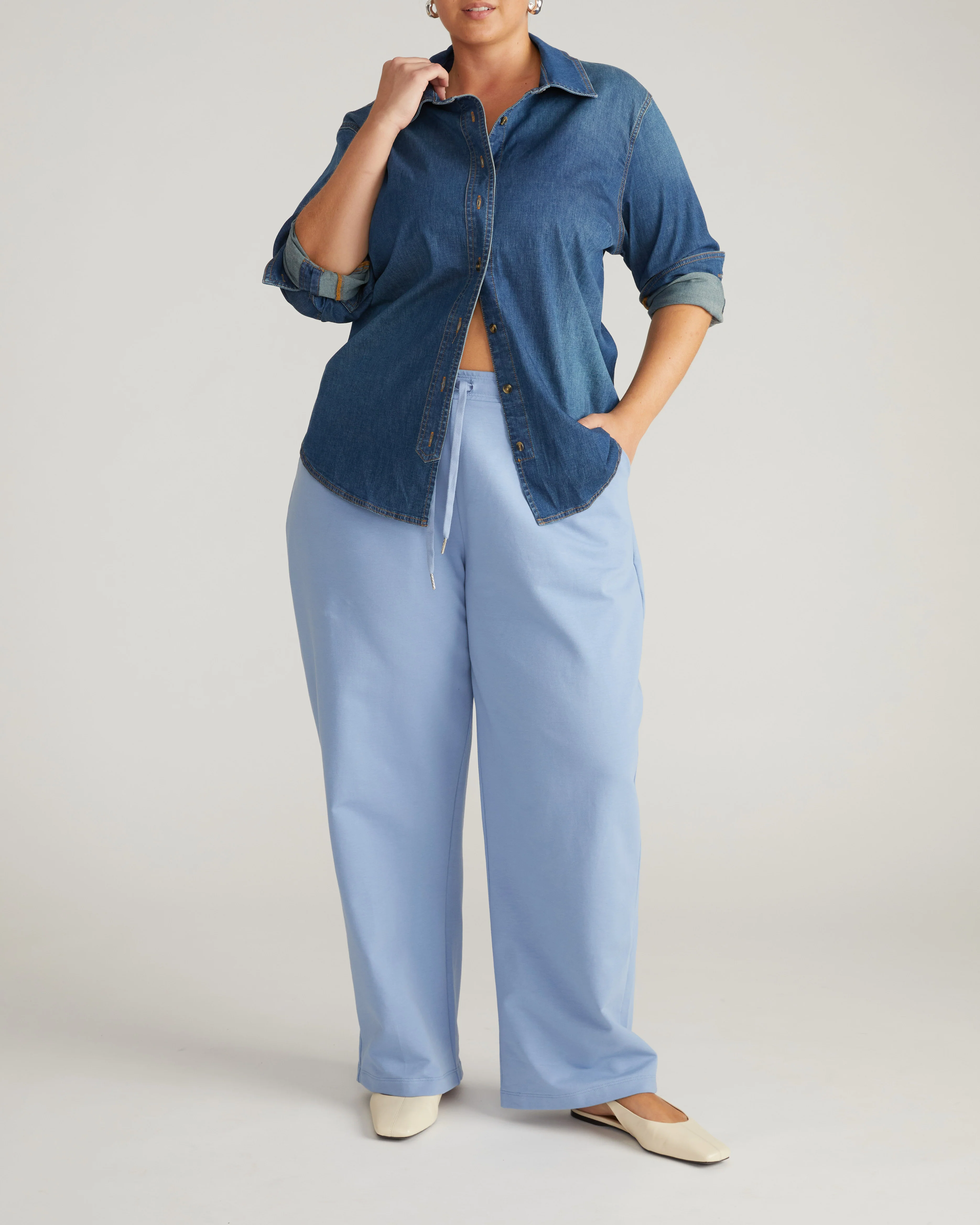 Straight Leg French Terry Sweatpants - Graceful Blue - Image 4
