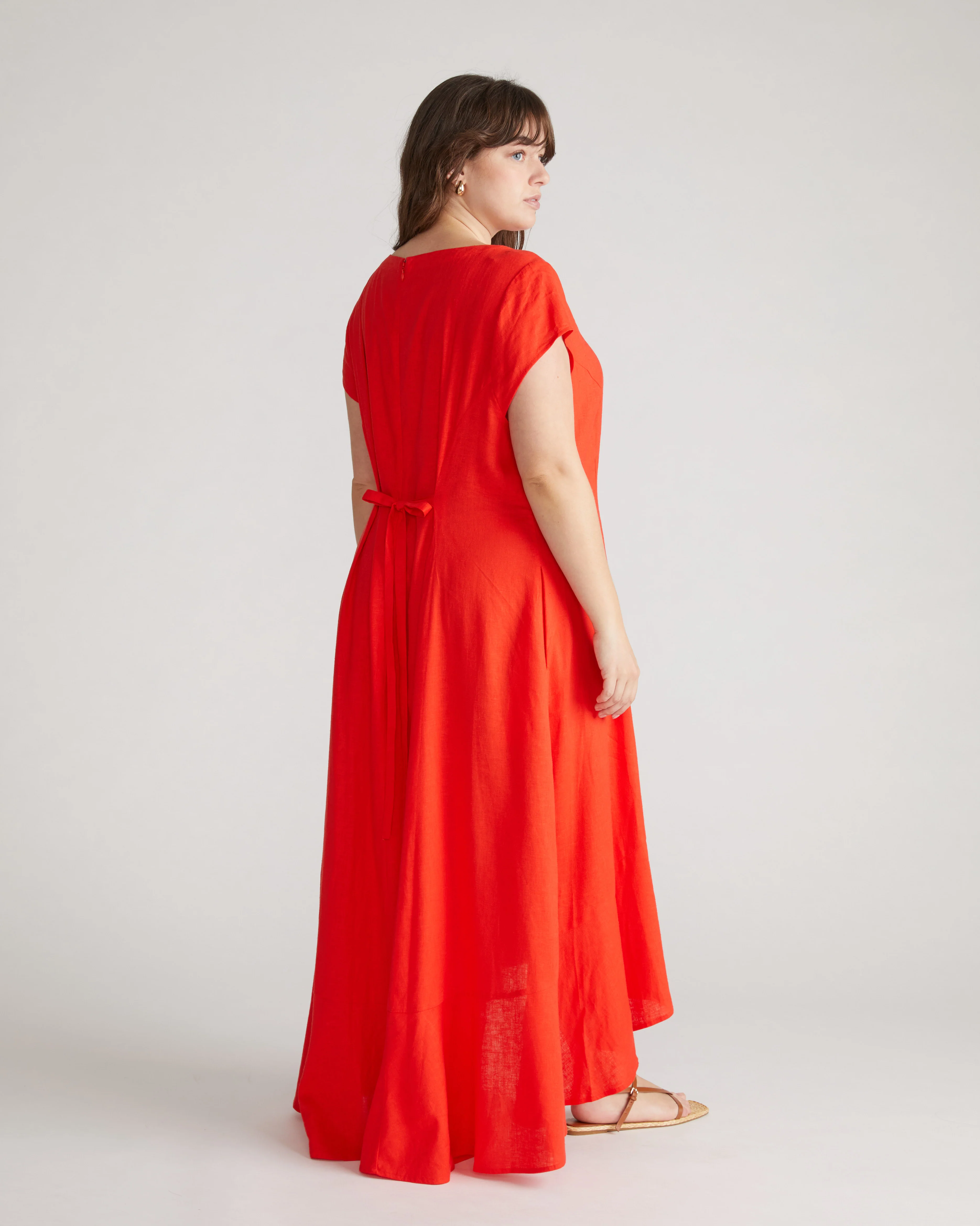 Sunset Linen Flounce Dress - Shoreline Sunset - Image 5