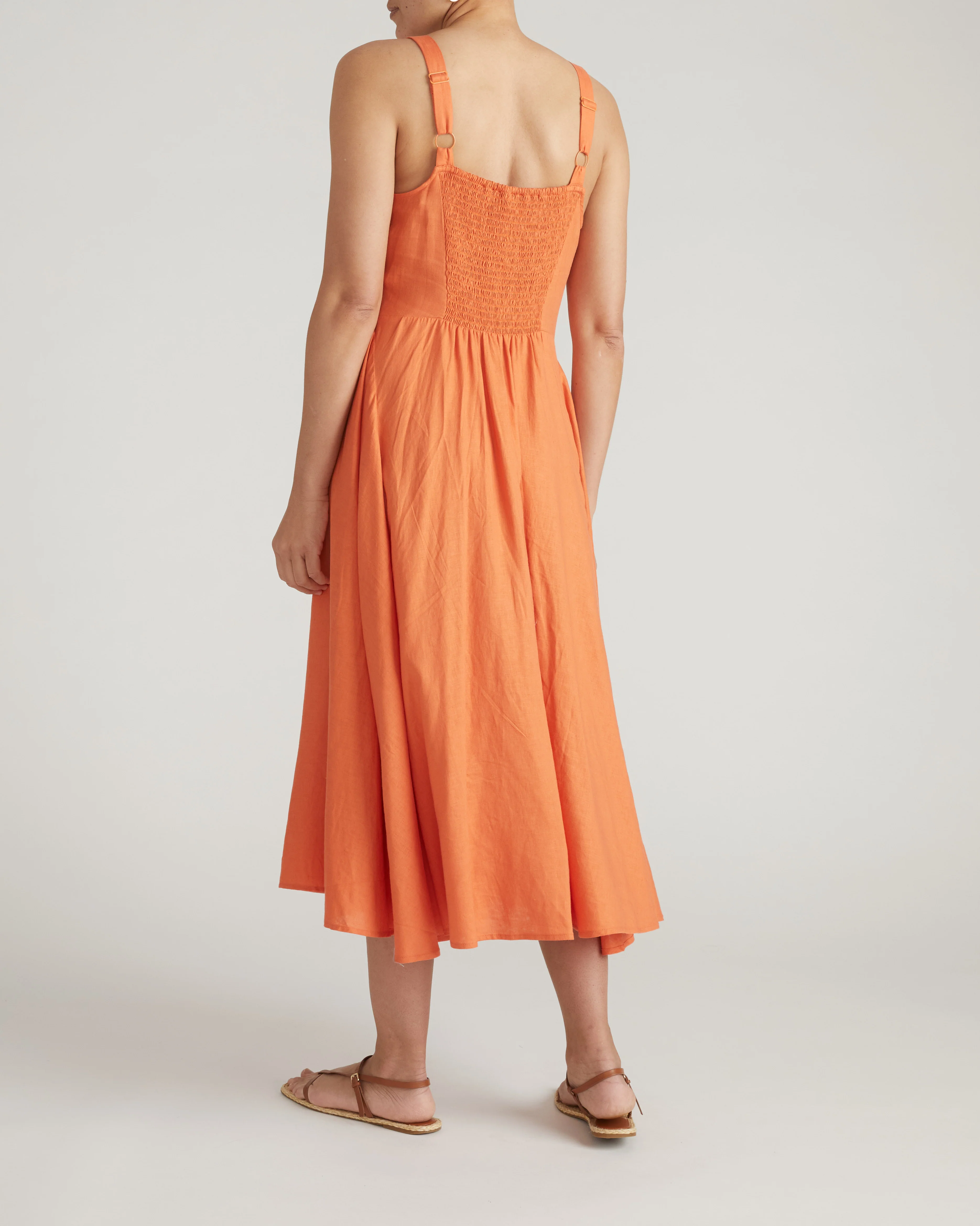 Sunshower Flowy Linen Dress - Italian Orange - Image 4