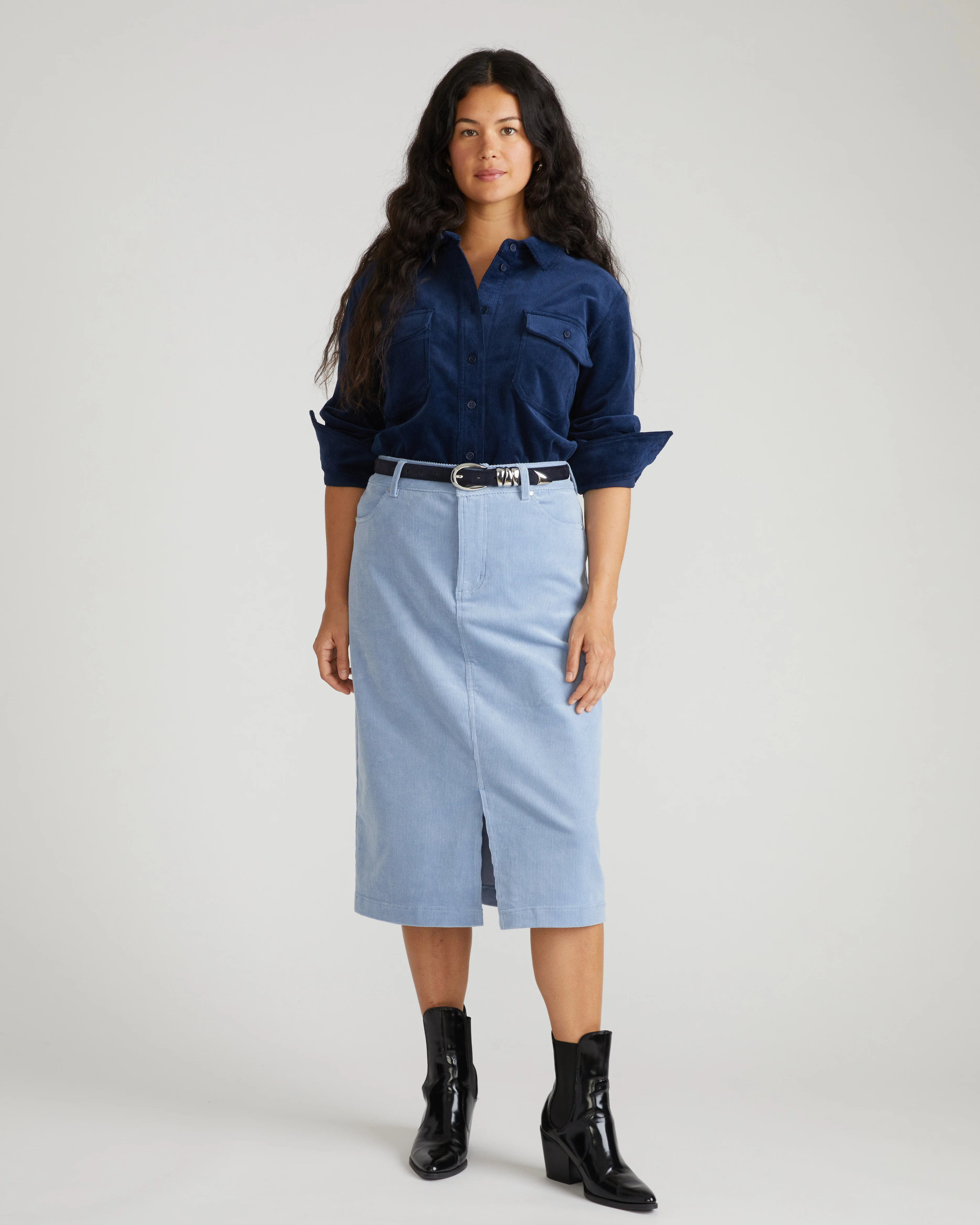 Suzi Corduroy Skirt - Washed Rain - Image 5