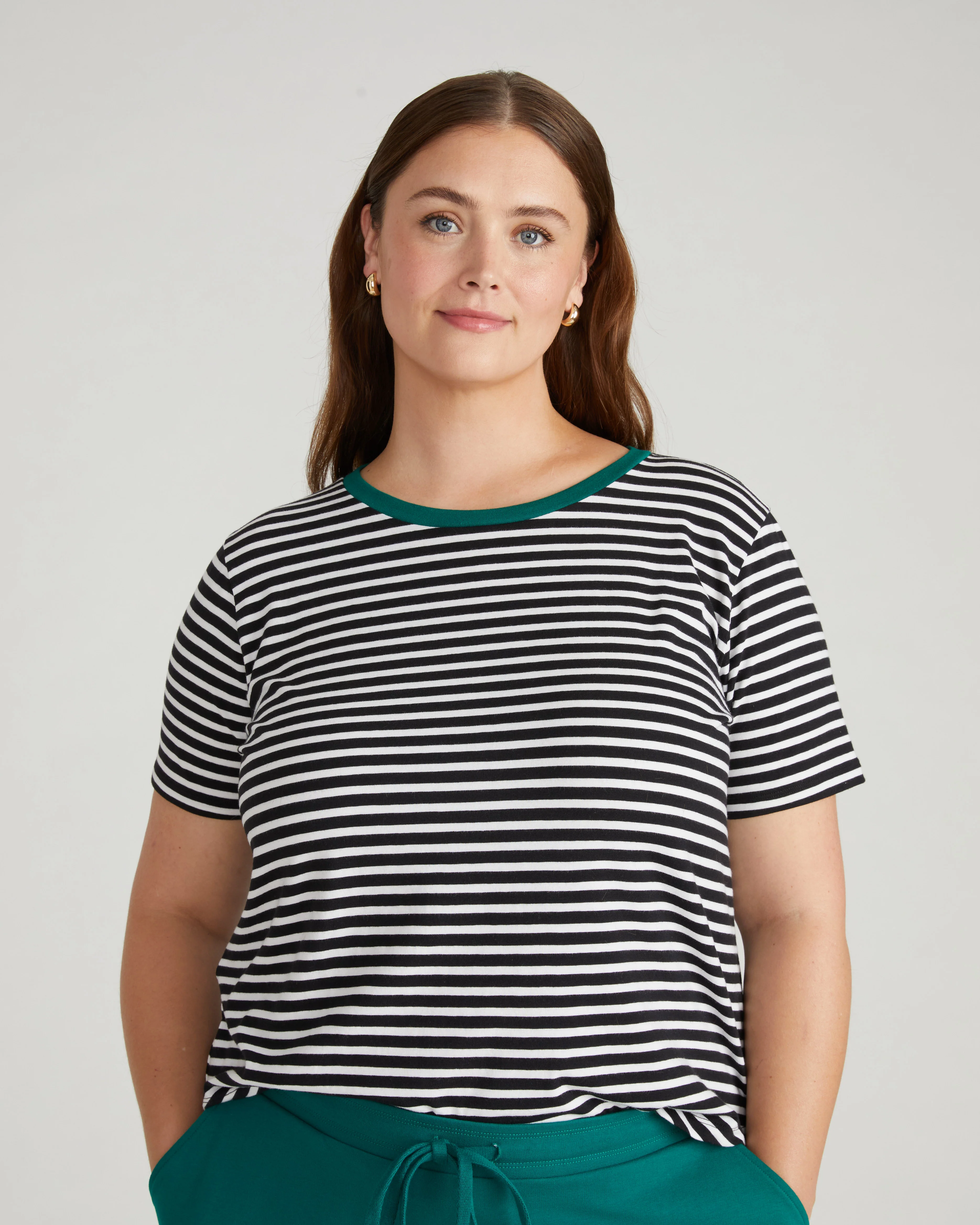 Tee Rex - Black/White Stripe with Aventurine Trim - Image 2