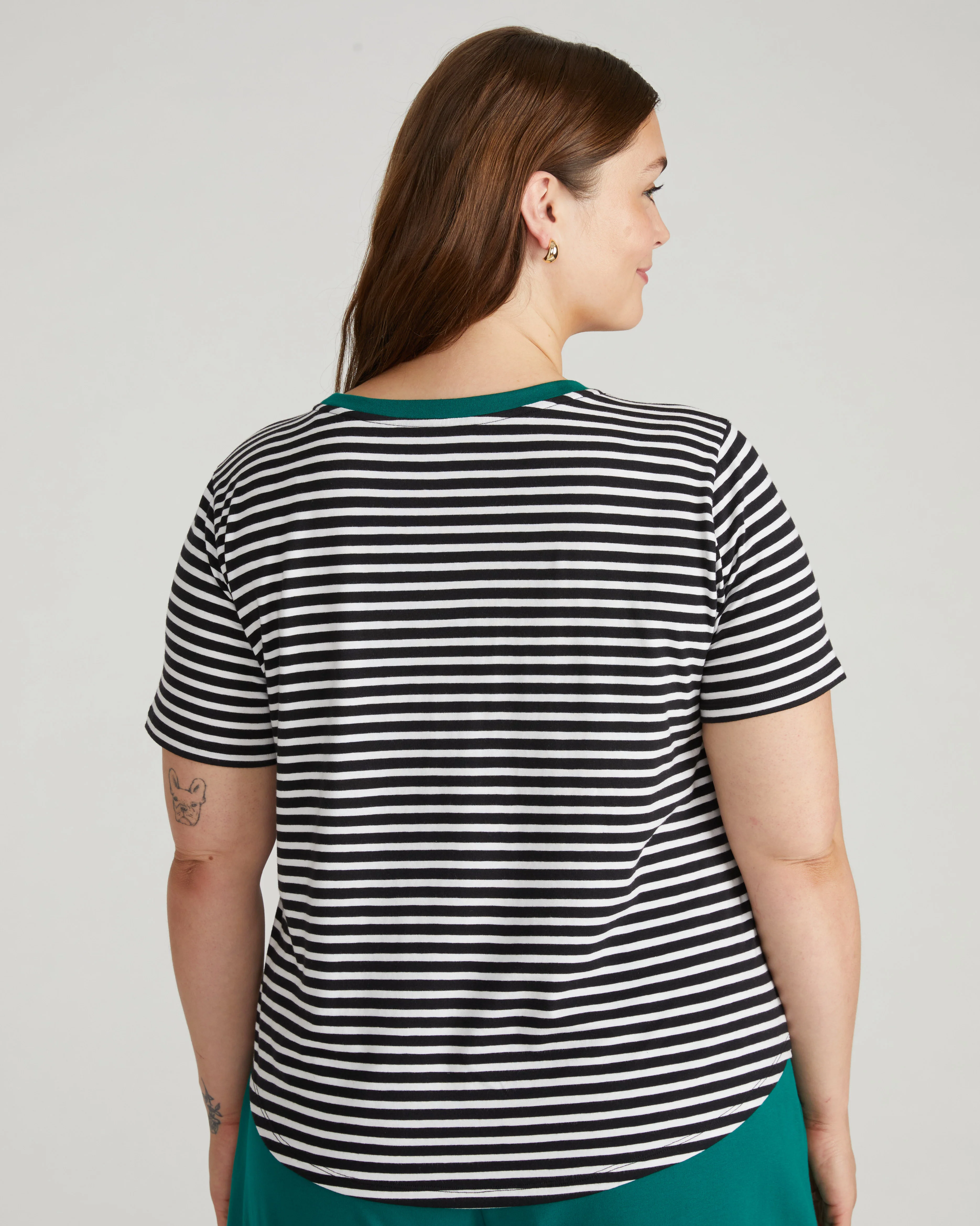Tee Rex - Black/White Stripe with Aventurine Trim - Image 3